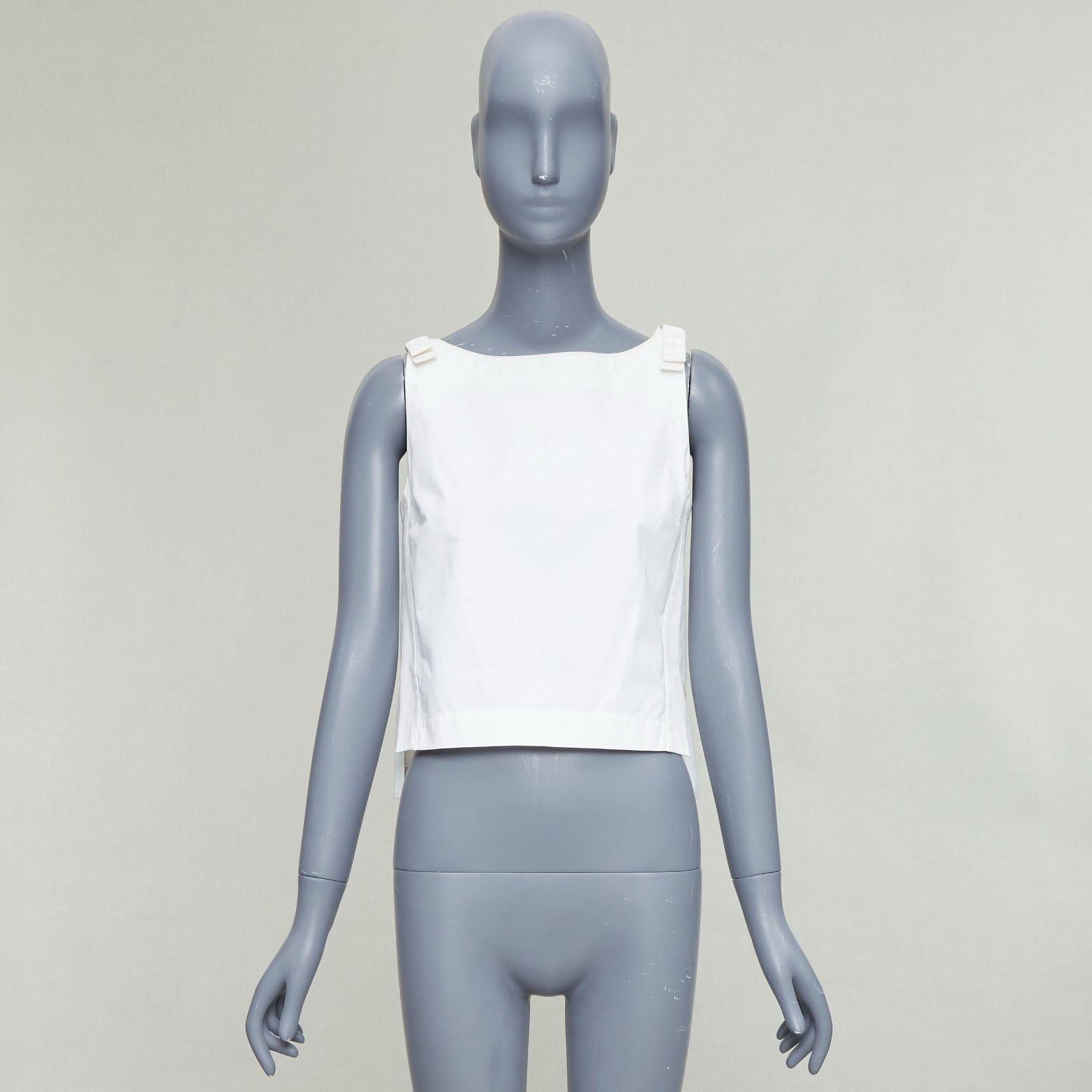 Fendi FENDI cream cotton bow shoulders square neck flare top IT36 XXS Size XS / US 0-2 / IT 36-38 - 9 Thumbnail