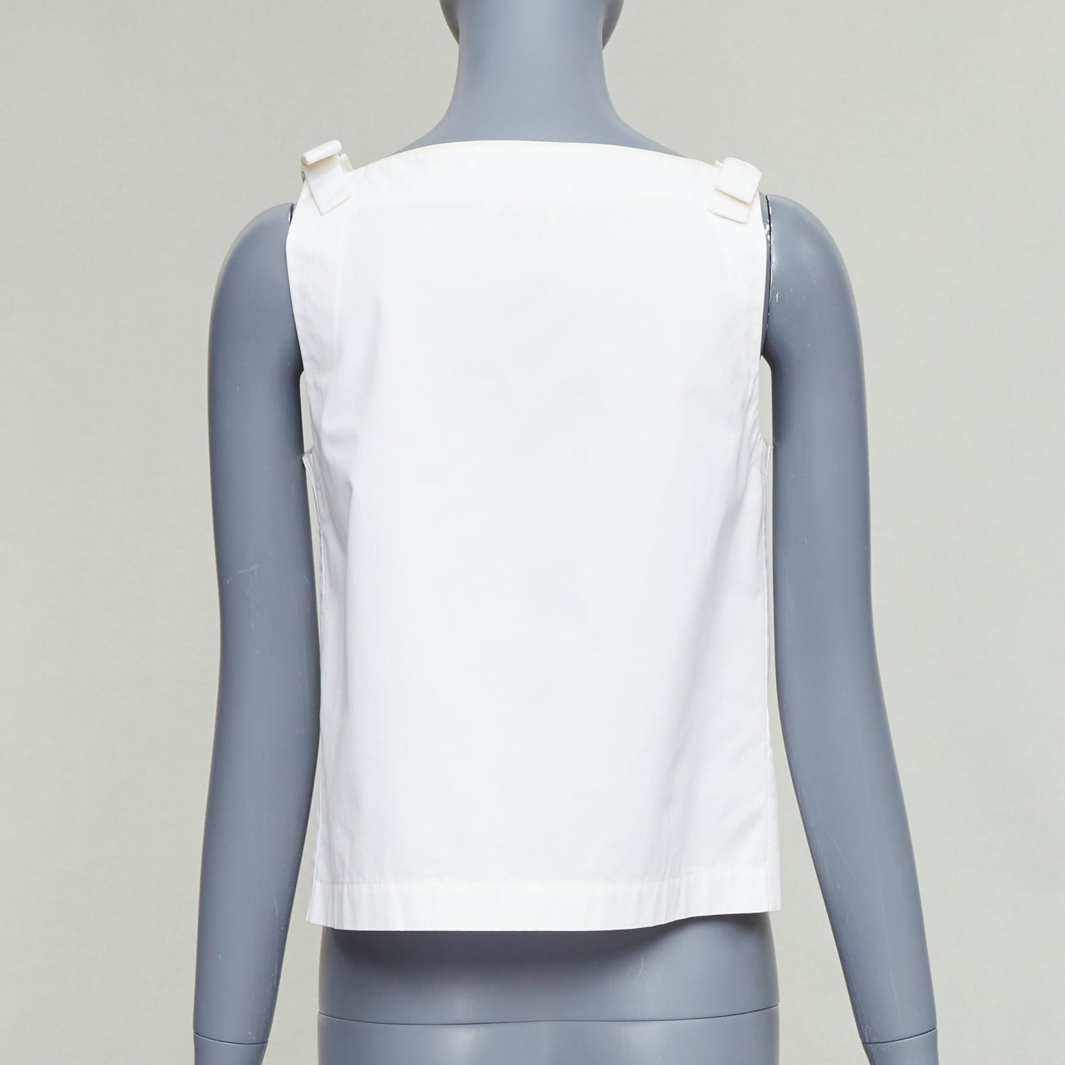 Fendi FENDI cream cotton bow shoulders square neck flare top IT36 XXS Size XS / US 0-2 / IT 36-38 - 5 Thumbnail
