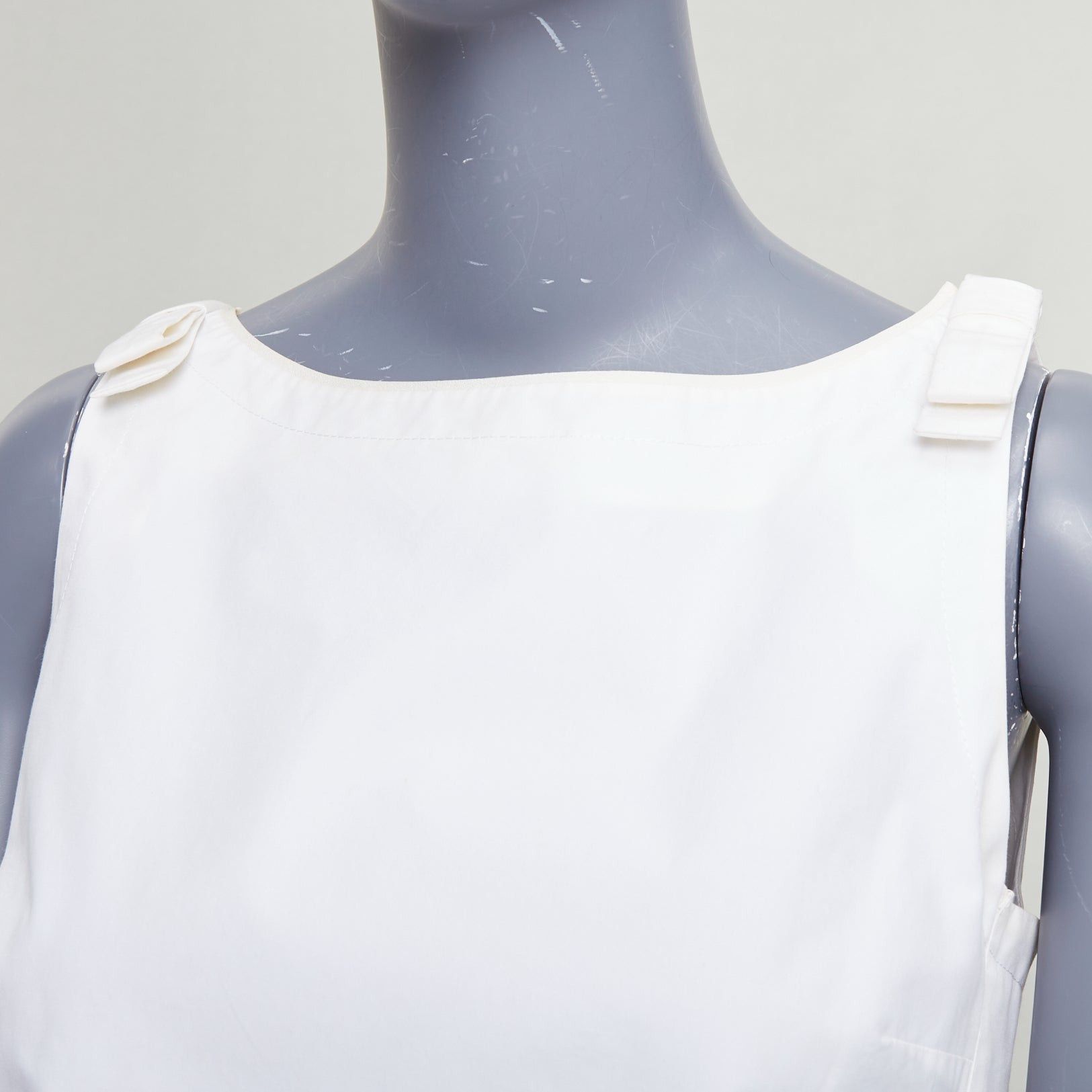 Fendi FENDI cream cotton bow shoulders square neck flare top IT36 XXS Size XS / US 0-2 / IT 36-38 - 2 Thumbnail