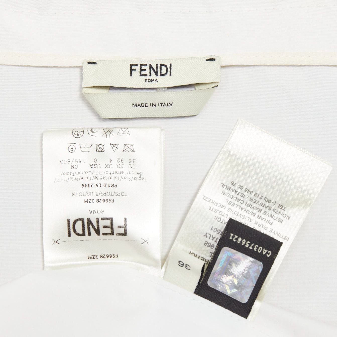 Fendi FENDI cream cotton bow shoulders square neck flare top IT36 XXS Size XS / US 0-2 / IT 36-38 - 8 Thumbnail
