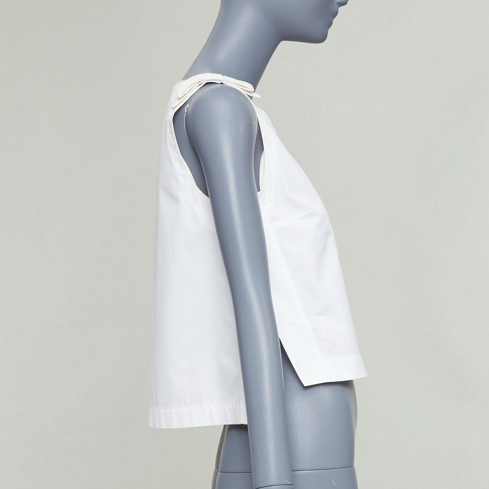 Fendi FENDI cream cotton bow shoulders square neck flare top IT36 XXS Size XS / US 0-2 / IT 36-38 - 4 Thumbnail
