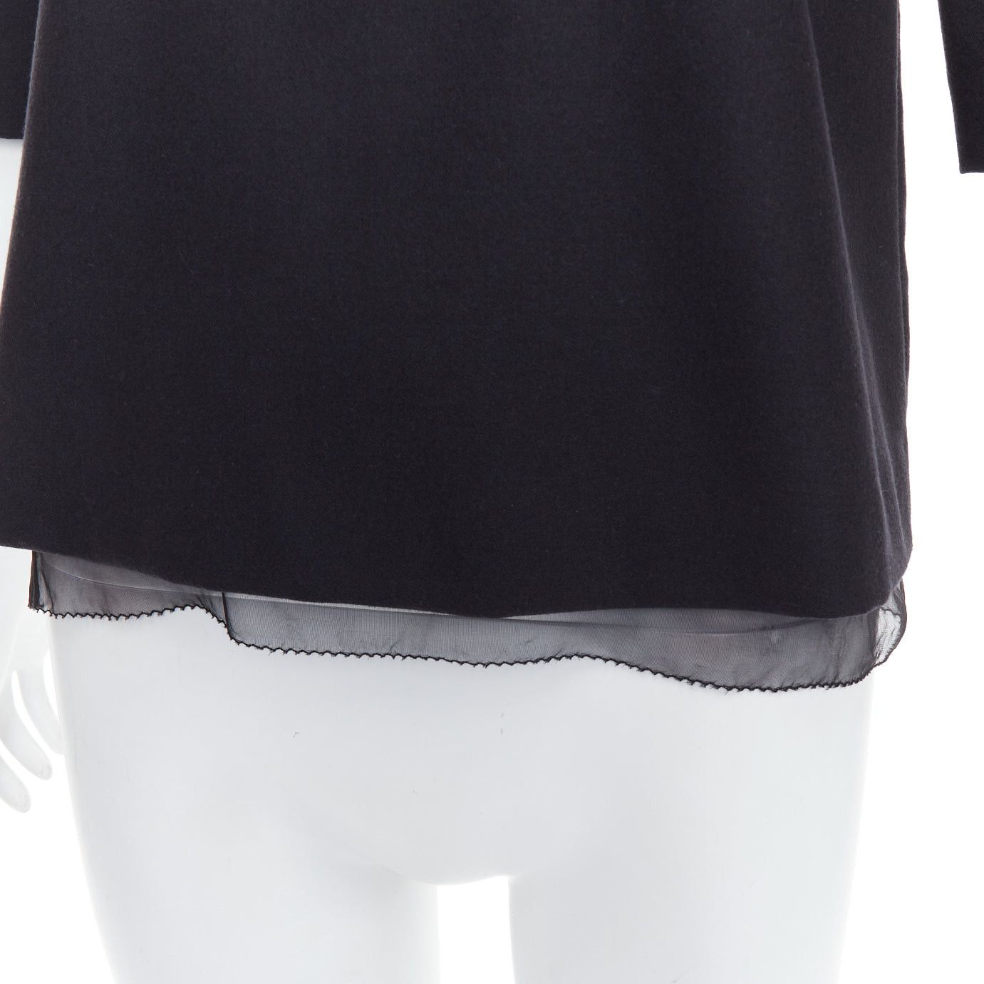 The Row THE ROW black virgin wool silk sheer layer crew neck boxy top US0 XS Size XS / US 0-2 / IT 36-38 - 7 Thumbnail
