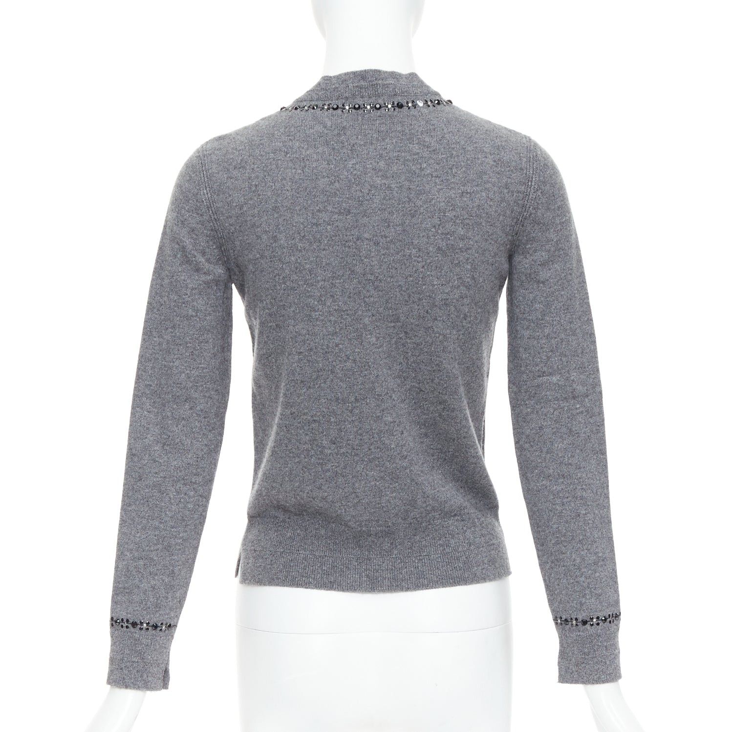 Marc Jacobs MARC JACOBS grey wool cashmere embellished trim cardigan sweater XS Size XS / US 0-2 / IT 36-38 - 6 Thumbnail