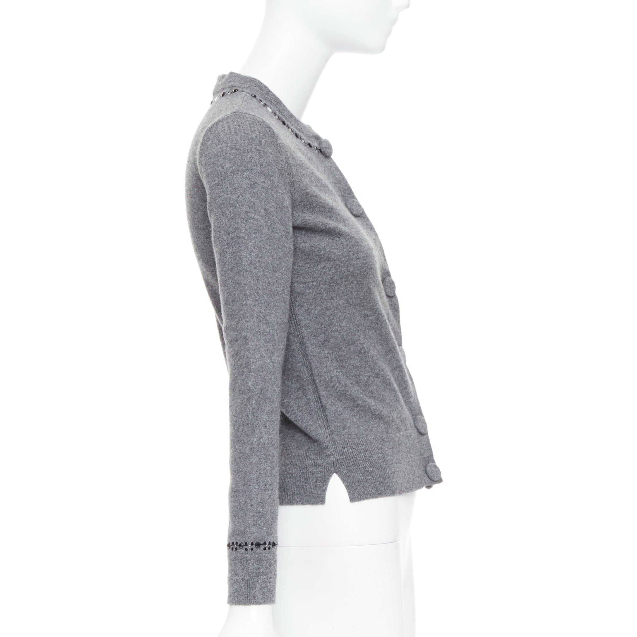 Marc Jacobs MARC JACOBS grey wool cashmere embellished trim cardigan sweater XS Size XS / US 0-2 / IT 36-38 - 5 Thumbnail