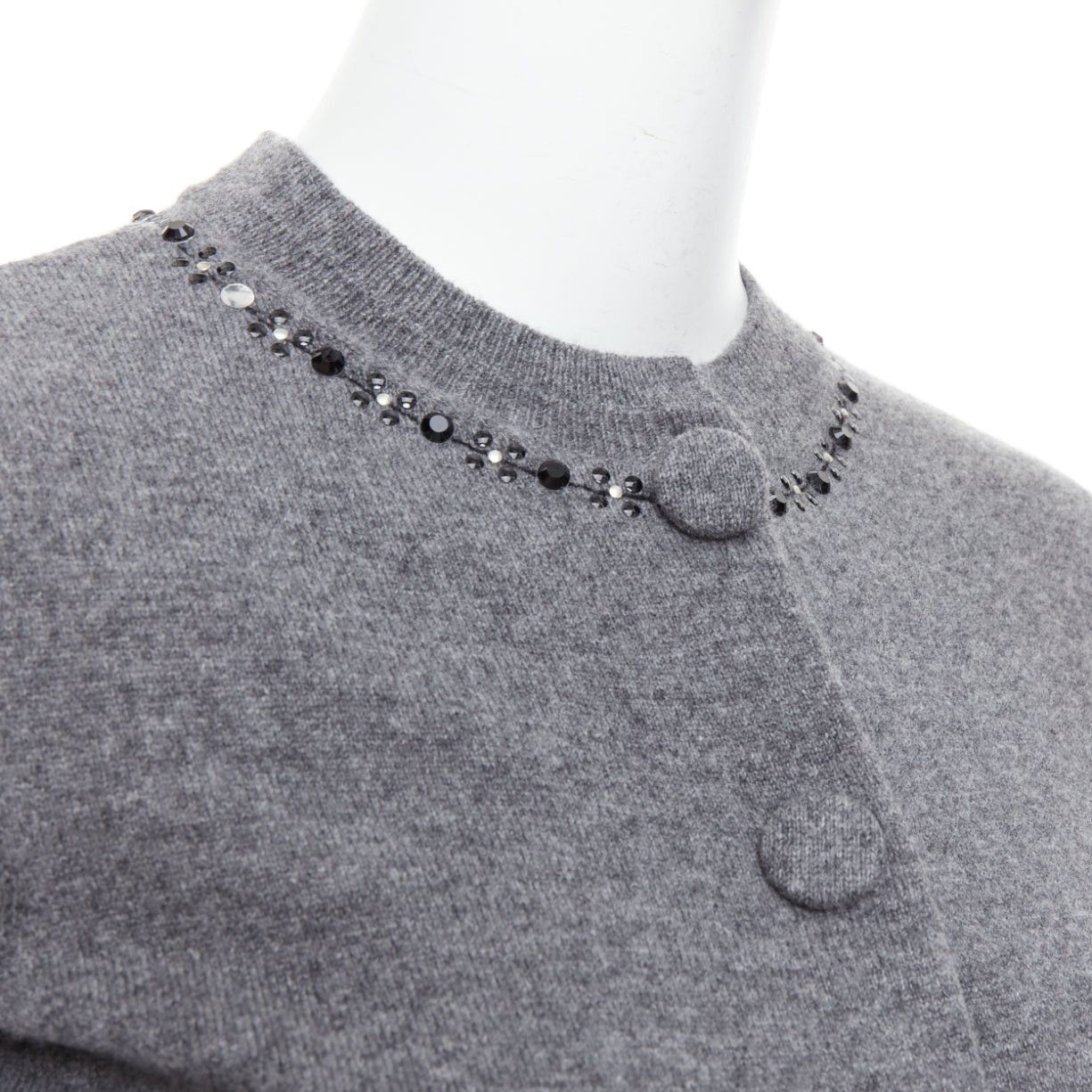 Marc Jacobs MARC JACOBS grey wool cashmere embellished trim cardigan sweater XS Size XS / US 0-2 / IT 36-38 - 2 Thumbnail