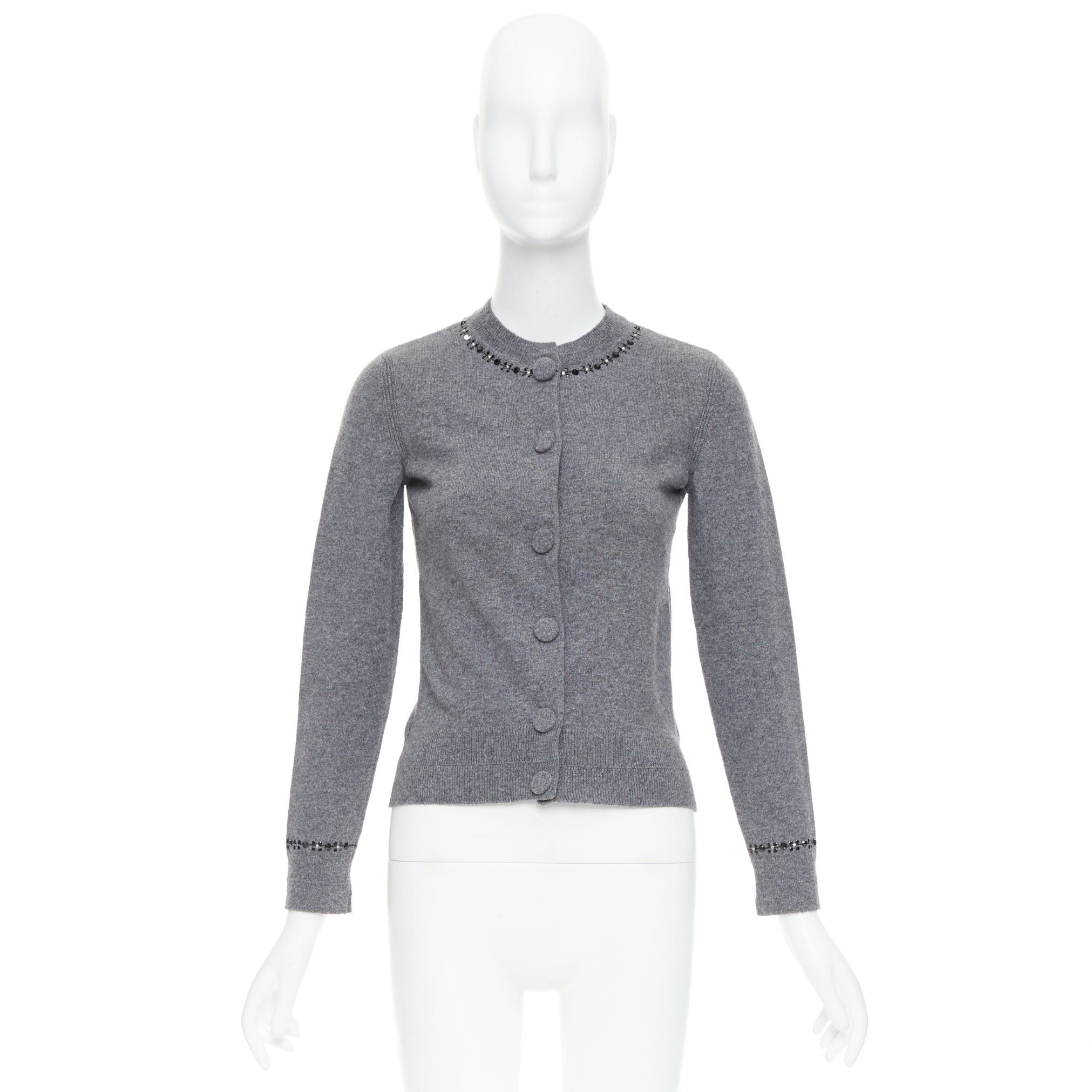 Marc Jacobs MARC JACOBS grey wool cashmere embellished trim cardigan sweater XS Size XS / US 0-2 / IT 36-38 - 10 Thumbnail