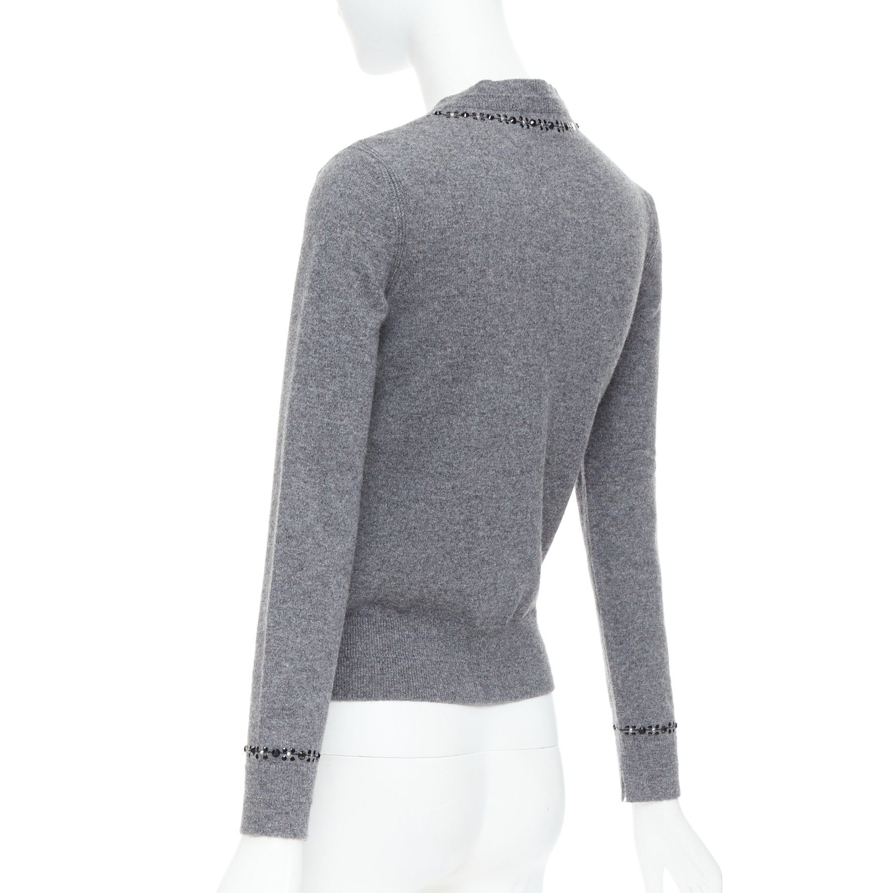 Marc Jacobs MARC JACOBS grey wool cashmere embellished trim cardigan sweater XS Size XS / US 0-2 / IT 36-38 - 7 Thumbnail