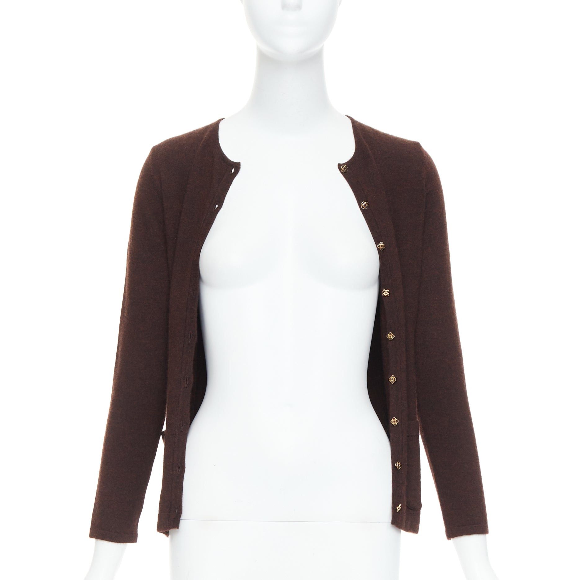 Oscar De La Renta OSCAR DE LA RENTA 2017 brown cashmere silk blend cardigan sweater XS Size S / US 4 / IT 40 - 3 Thumbnail
