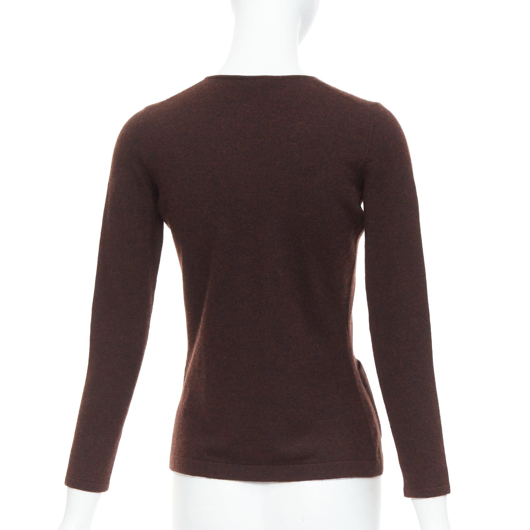Oscar De La Renta OSCAR DE LA RENTA 2017 brown cashmere silk blend cardigan sweater XS Size S / US 4 / IT 40 - 6 Thumbnail