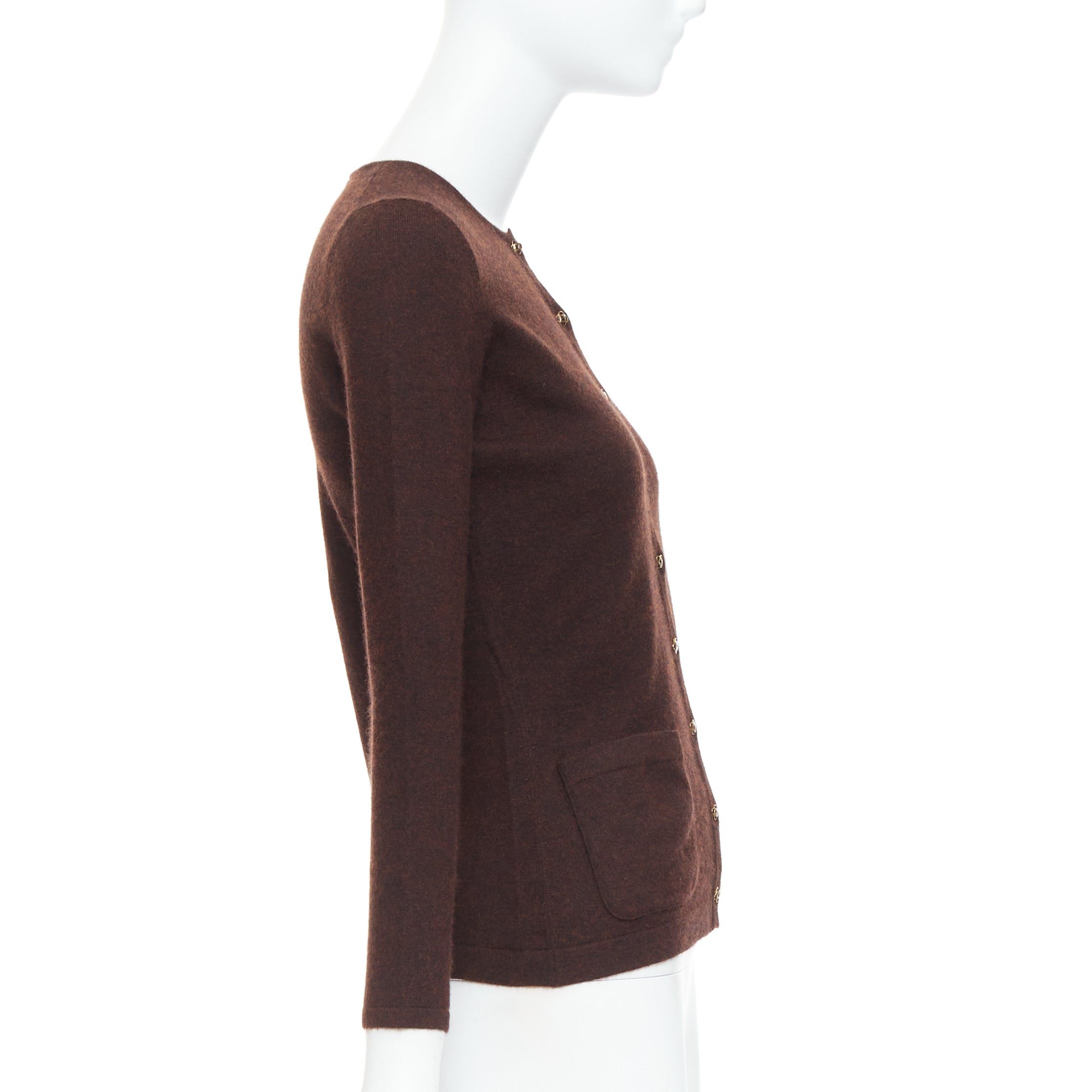 Oscar De La Renta OSCAR DE LA RENTA 2017 brown cashmere silk blend cardigan sweater XS Size S / US 4 / IT 40 - 5 Thumbnail