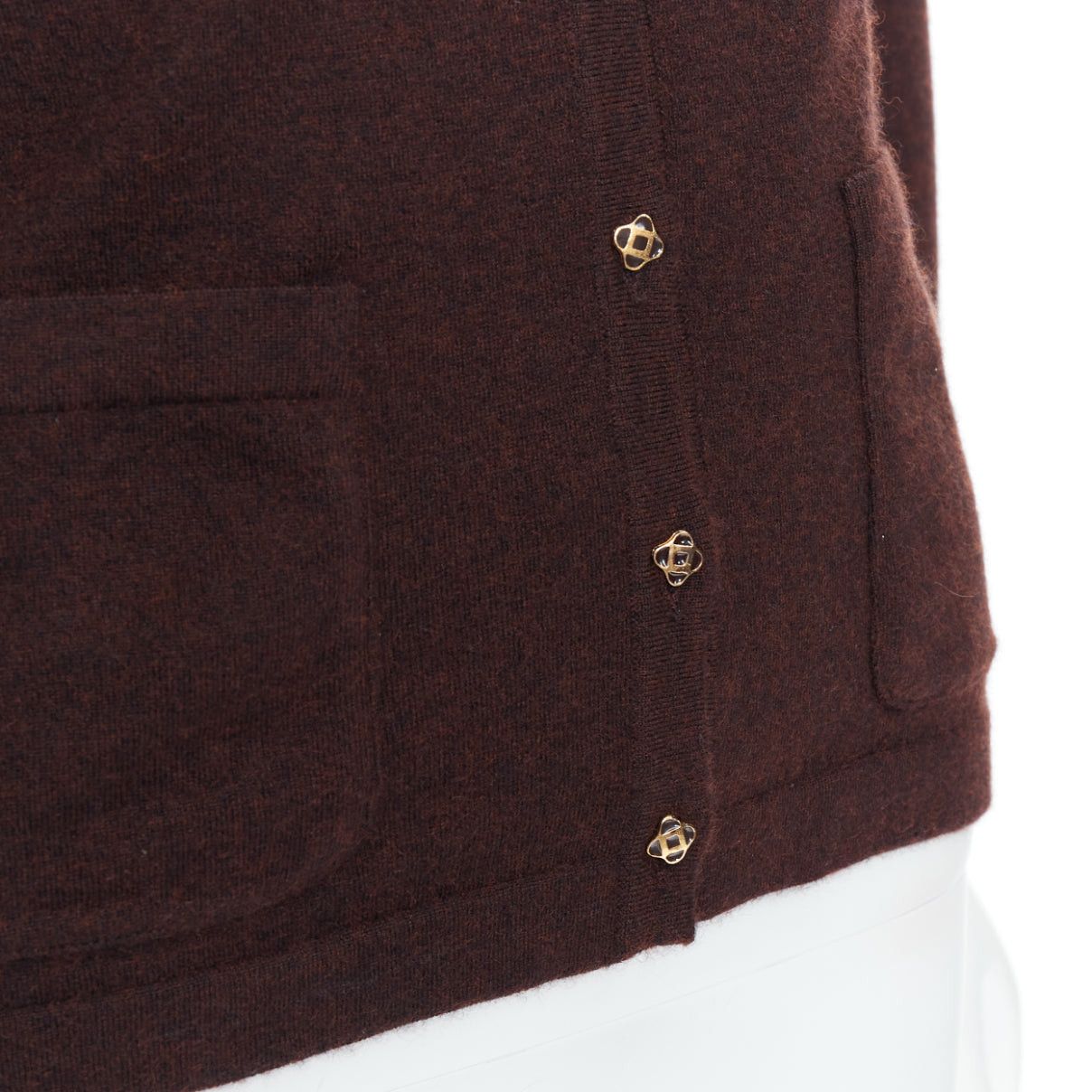 Oscar De La Renta OSCAR DE LA RENTA 2017 brown cashmere silk blend cardigan sweater XS Size S / US 4 / IT 40 - 8 Thumbnail