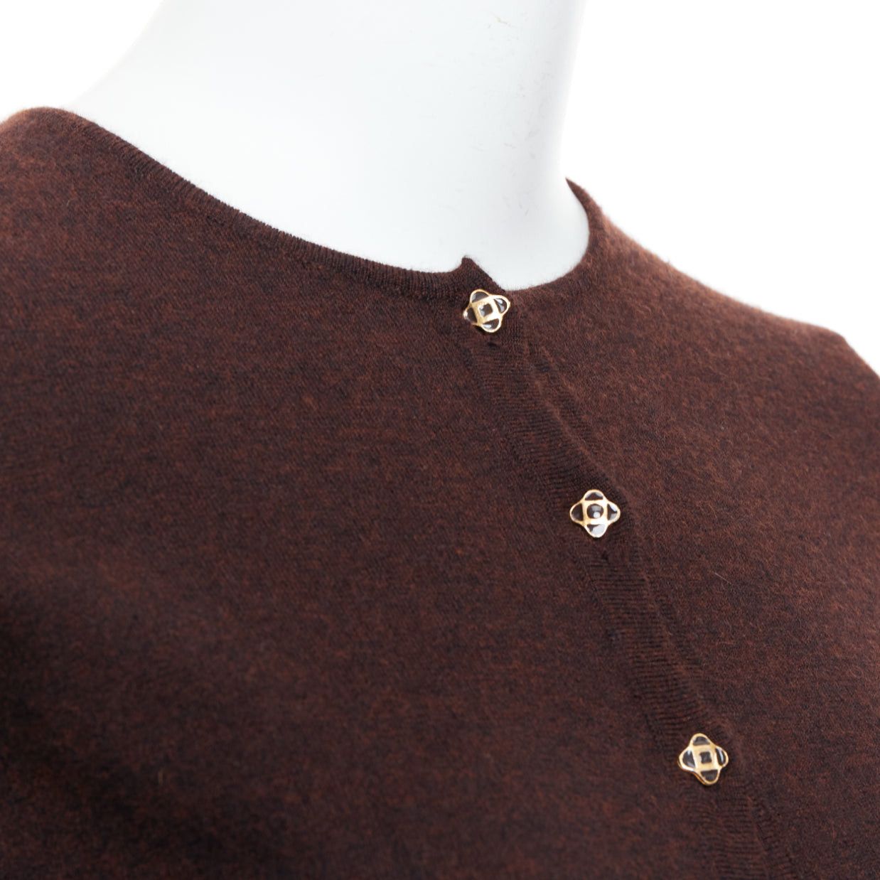 Oscar De La Renta OSCAR DE LA RENTA 2017 brown cashmere silk blend cardigan sweater XS Size S / US 4 / IT 40 - 2 Thumbnail