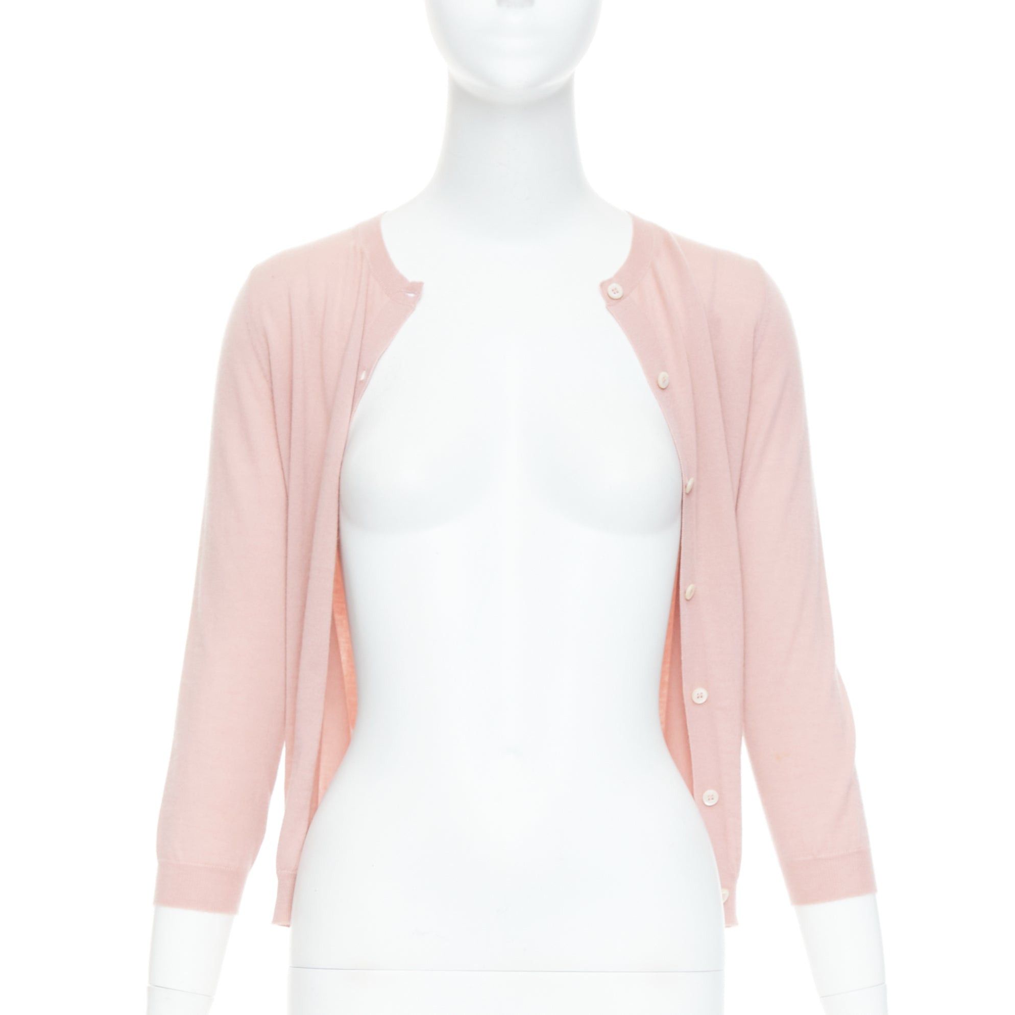 Prada PRADA 100% cashmere blush pink shell button cardigan sweater IT38 XS Size XS / US 0-2 / IT 36-38 - 3 Thumbnail