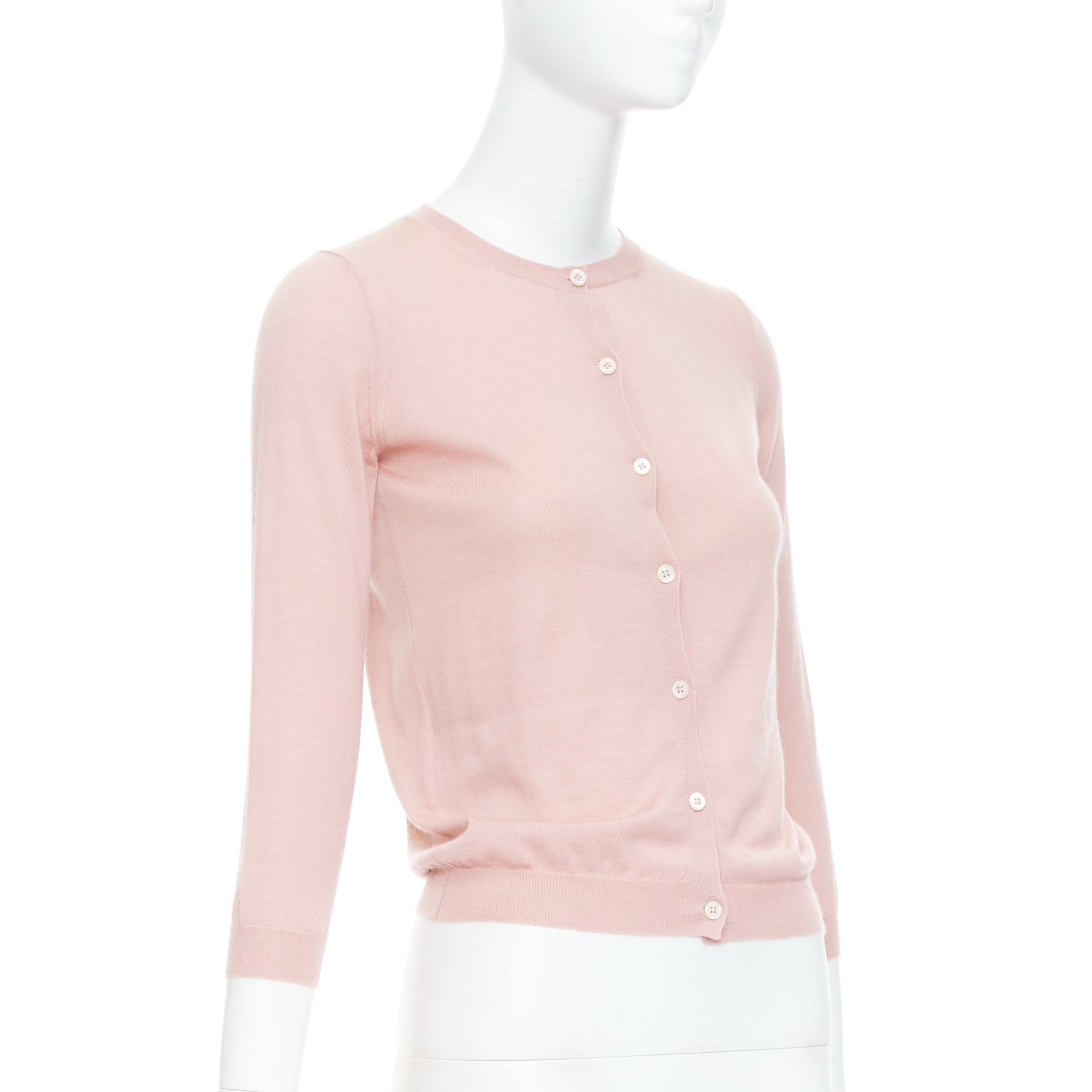 Prada PRADA 100% cashmere blush pink shell button cardigan sweater IT38 XS Size XS / US 0-2 / IT 36-38 - 4 Thumbnail