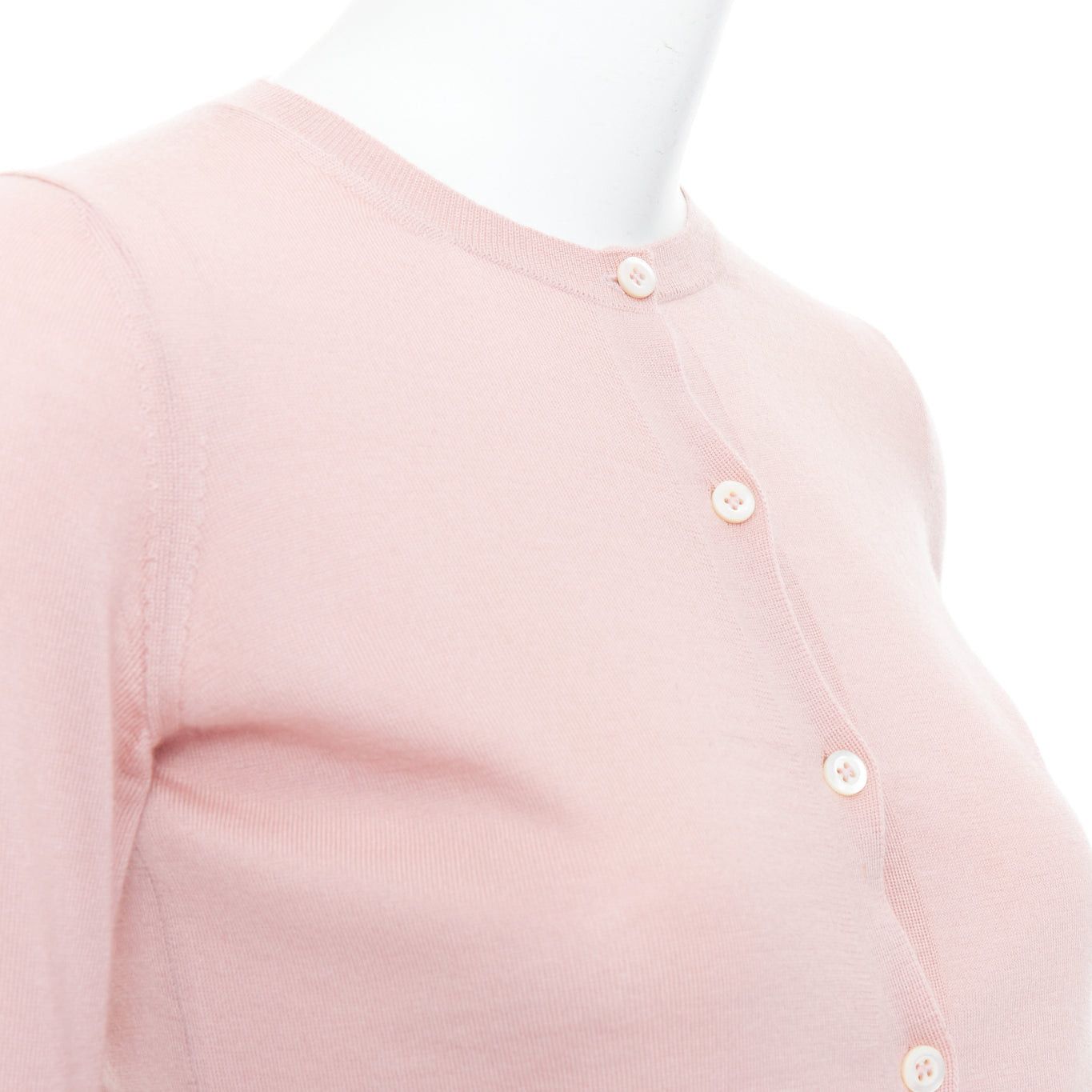 Prada PRADA 100% cashmere blush pink shell button cardigan sweater IT38 XS Size XS / US 0-2 / IT 36-38 - 2 Thumbnail