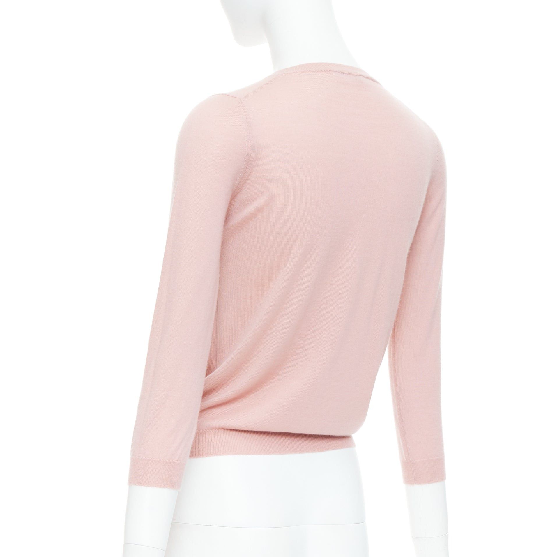 Prada PRADA 100% cashmere blush pink shell button cardigan sweater IT38 XS Size XS / US 0-2 / IT 36-38 - 7 Thumbnail