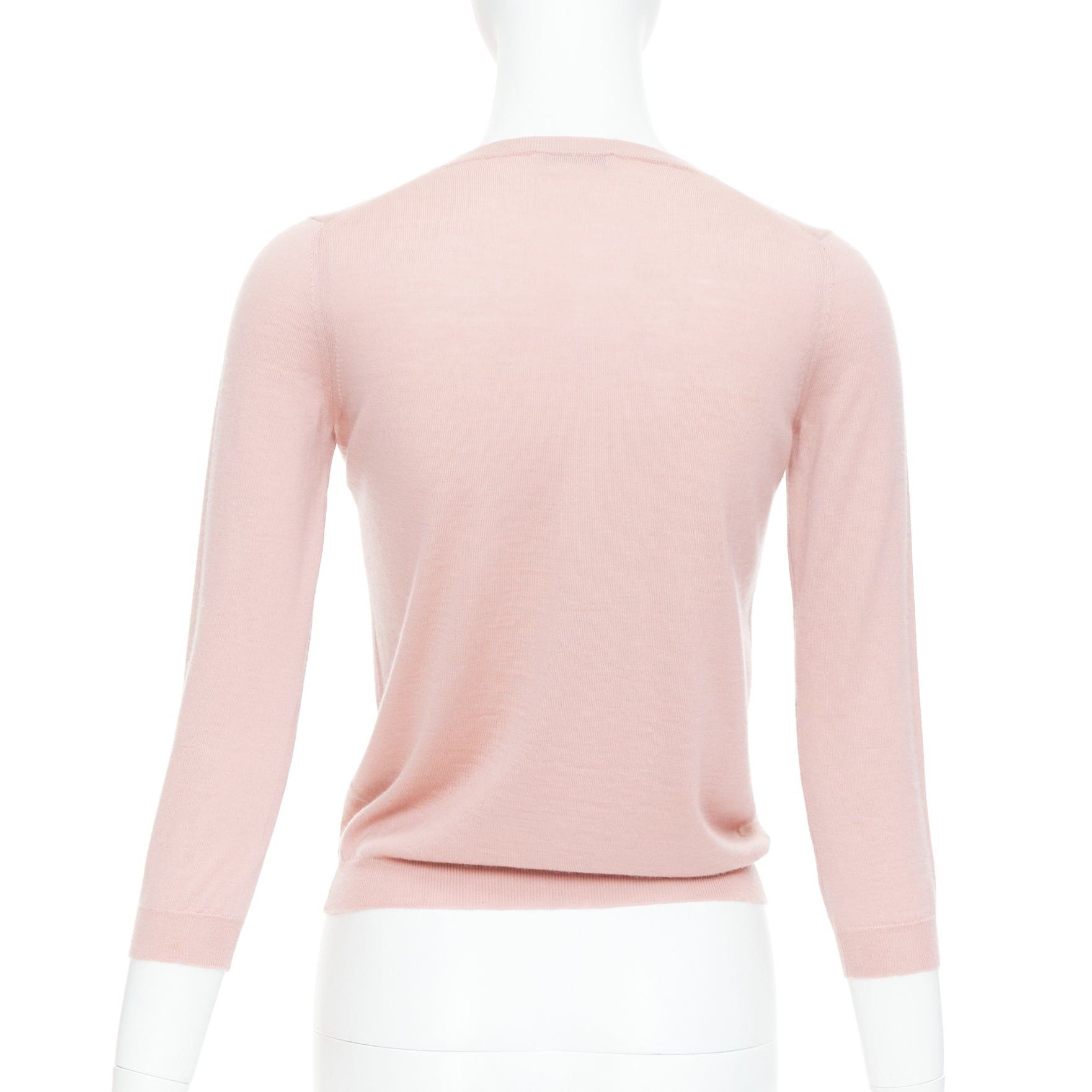 Prada PRADA 100% cashmere blush pink shell button cardigan sweater IT38 XS Size XS / US 0-2 / IT 36-38 - 6 Thumbnail