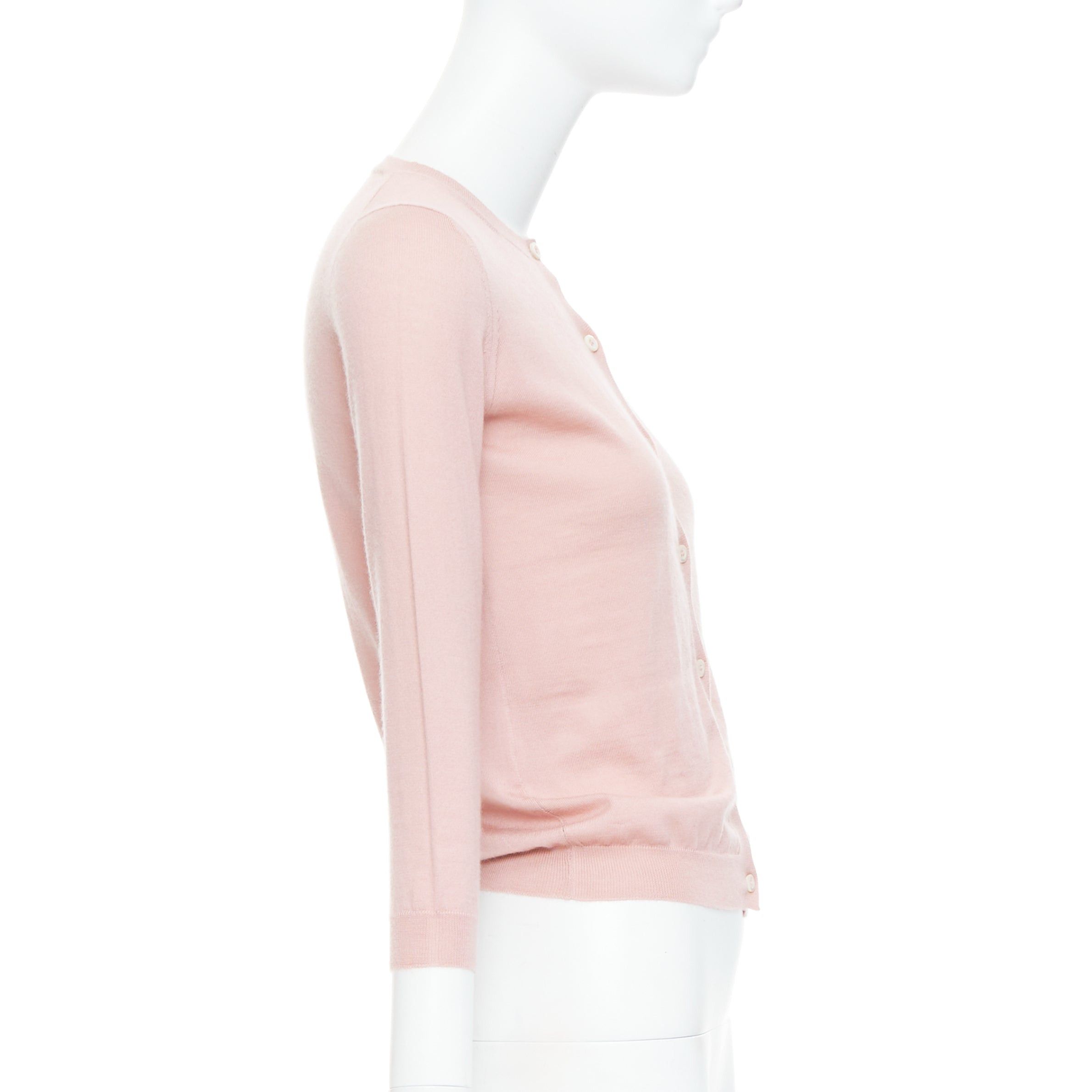 Prada PRADA 100% cashmere blush pink shell button cardigan sweater IT38 XS Size XS / US 0-2 / IT 36-38 - 5 Thumbnail