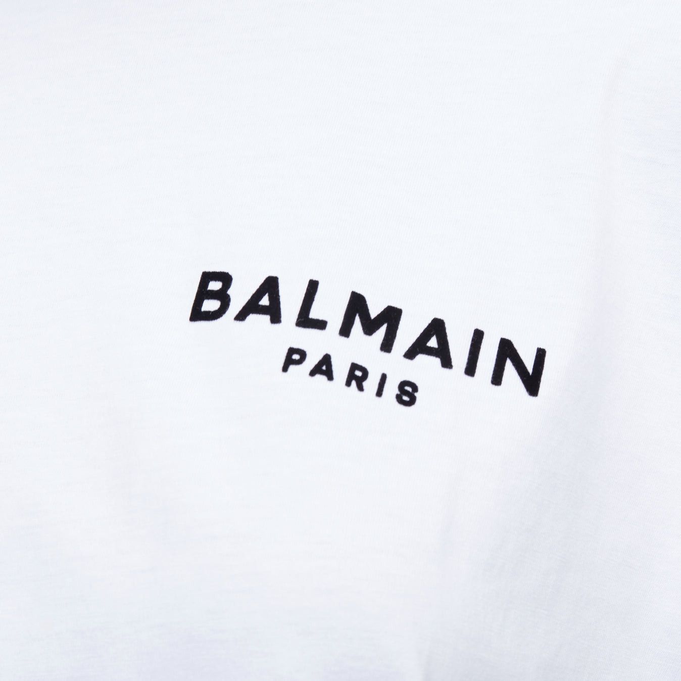 Balmain BALMAIN white cotton black logo felt print cap roll sleeve tshirt XS Size S / US 4 / IT 40 - 2 Thumbnail