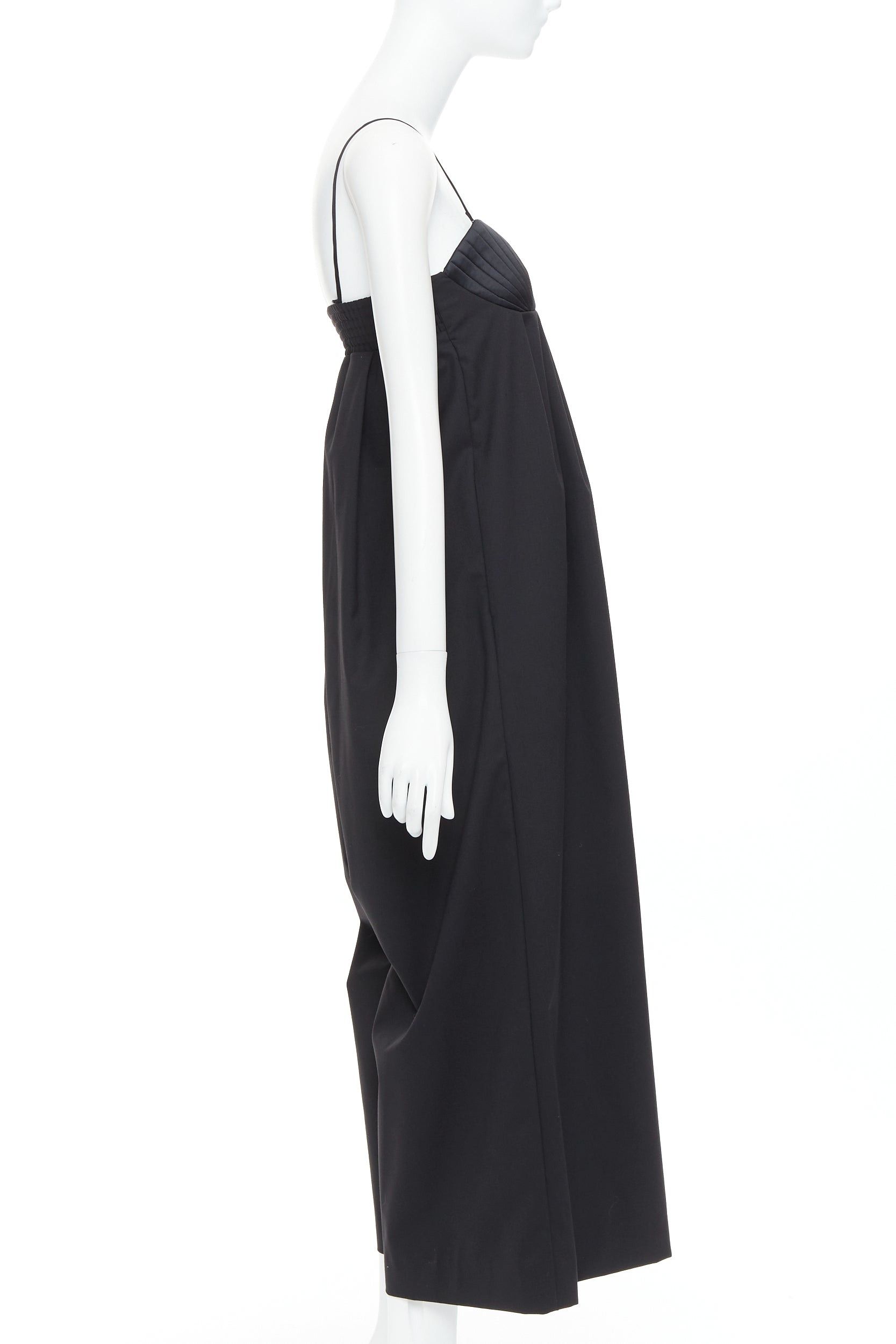 Bevza BEVZA black 100% wool Seashell bust wide leg overall jumpsuit XS Size 27" / US 4 / IT 40 - 4 Thumbnail