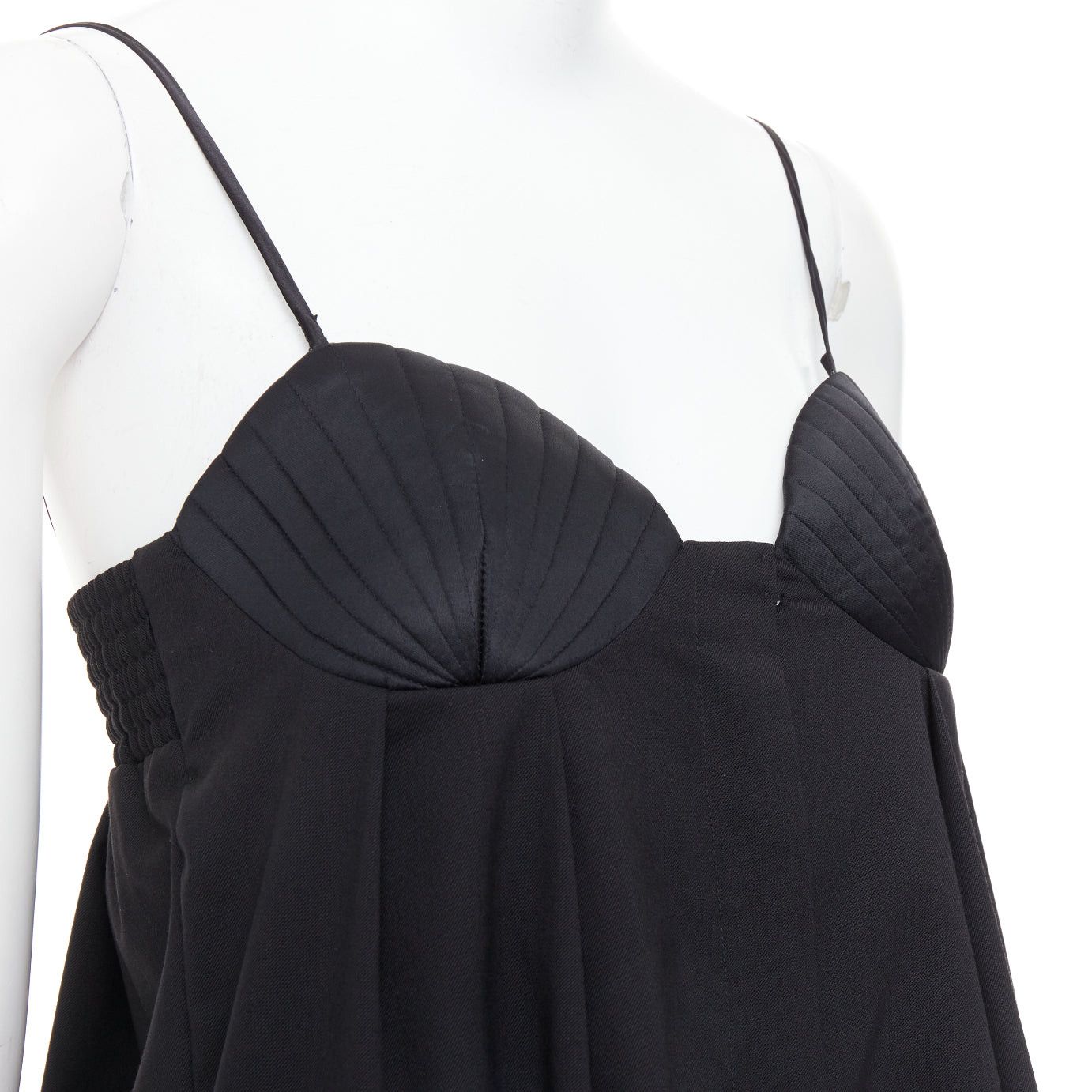 Bevza BEVZA black 100% wool Seashell bust wide leg overall jumpsuit XS Size 27" / US 4 / IT 40 - 2 Thumbnail