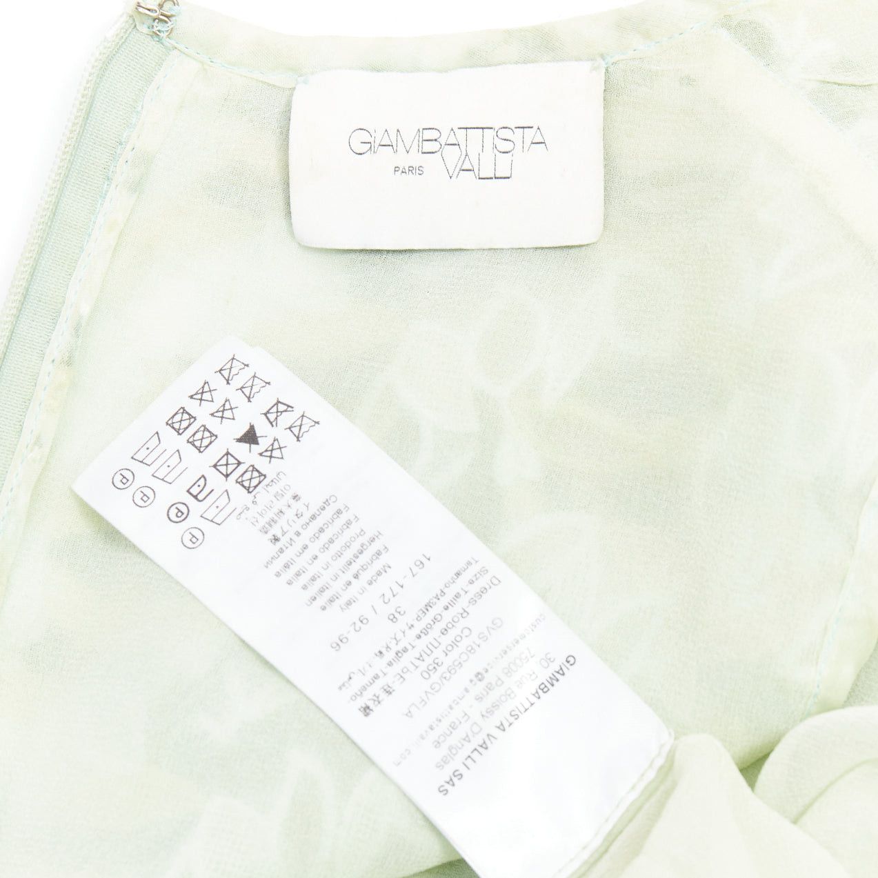 Giambattista Valli GIAMBATTISTA VALLI blue green silk blend leaf embroidery lace cocktail dress IT38 XXS Size XS / US 0-2 / IT 36-38 - 8 Thumbnail