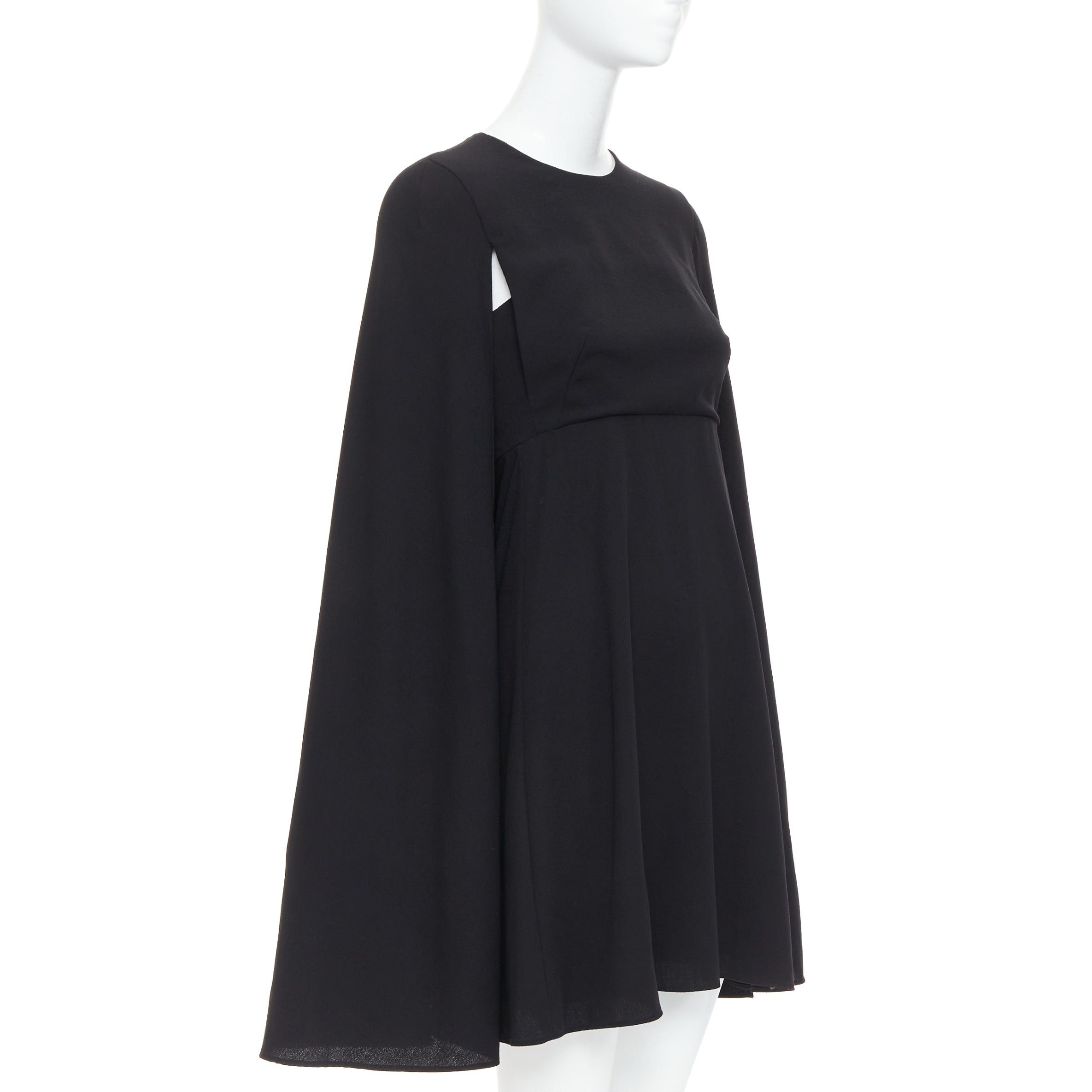 Valentino VALENTINO black 100% silk crepe cape back mini dress IT38 XS Size XS / US 0-2 / IT 36-38 - 3 Thumbnail