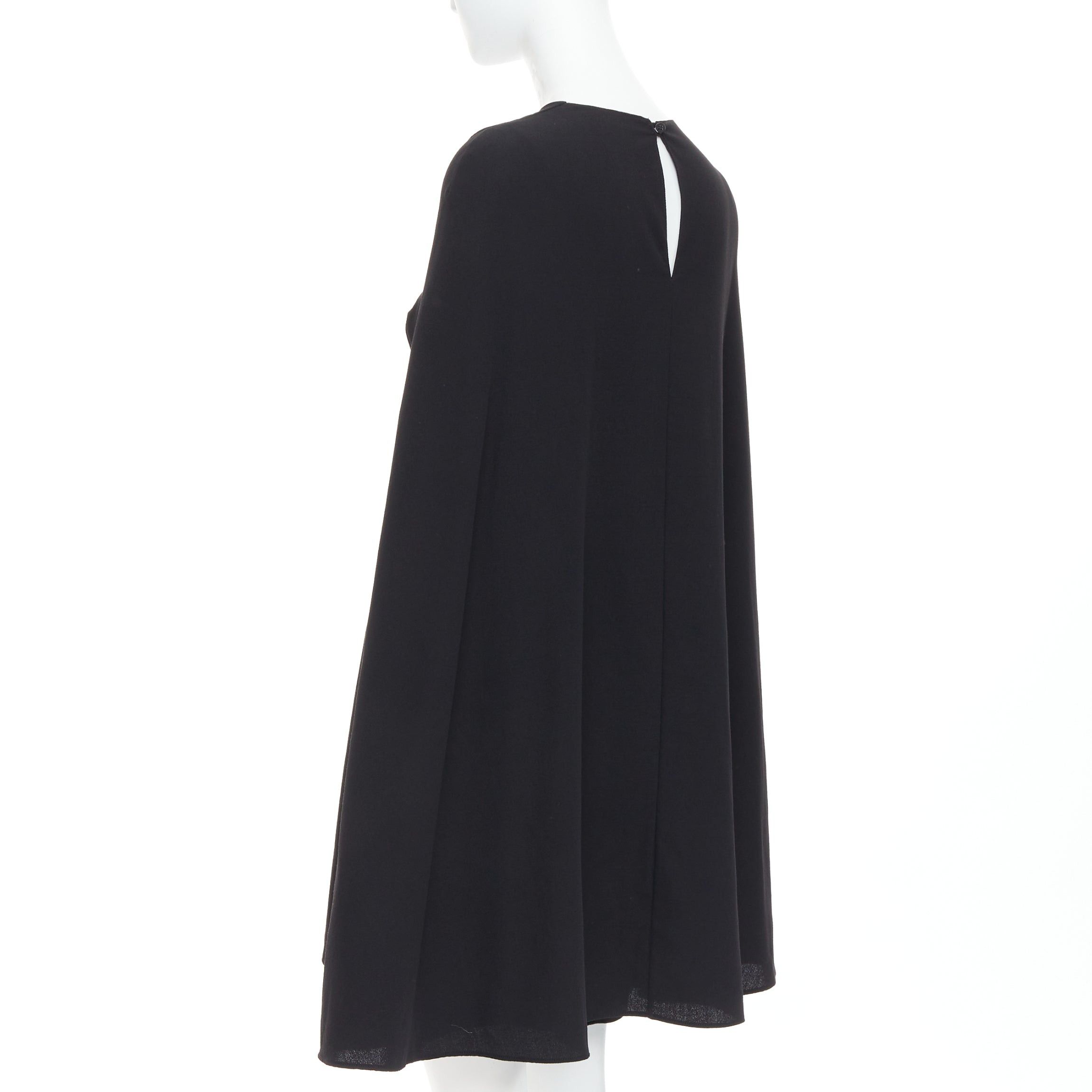 Valentino VALENTINO black 100% silk crepe cape back mini dress IT38 XS Size XS / US 0-2 / IT 36-38 - 6 Thumbnail