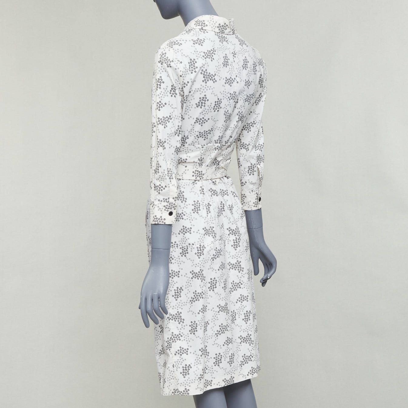 Bottega Veneta BOTTEGA VENETA cream cotton floral print wrap belted shirt dress IT38 XS Size XS / US 0-2 / IT 36-38 - 6 Thumbnail