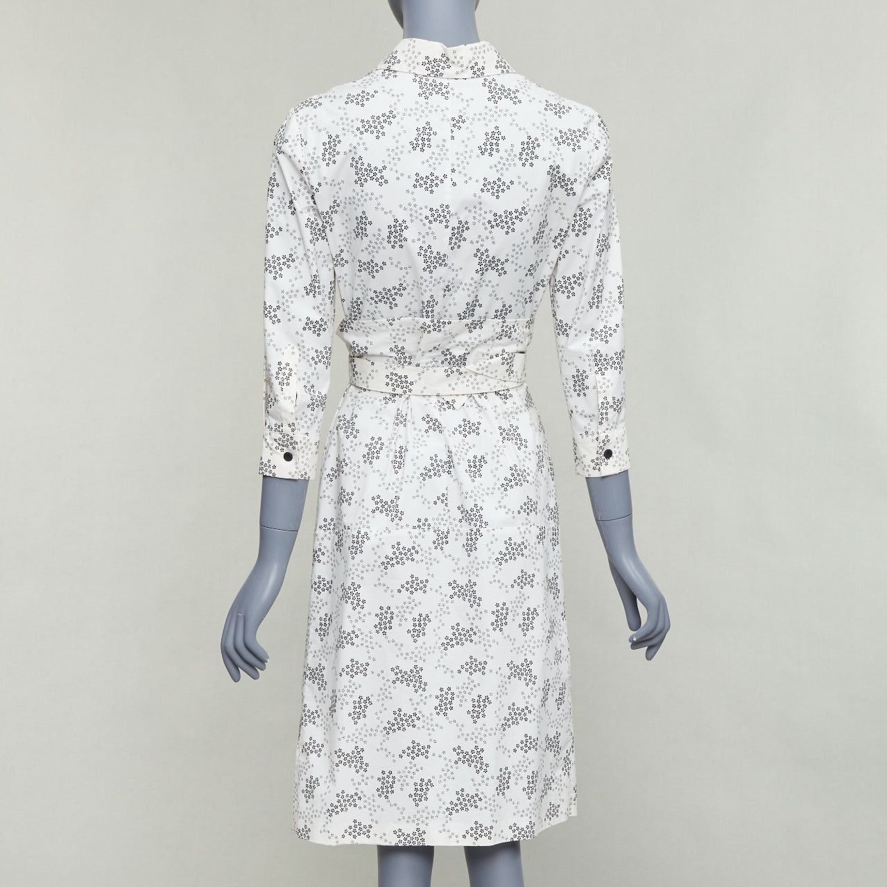 Bottega Veneta BOTTEGA VENETA cream cotton floral print wrap belted shirt dress IT38 XS Size XS / US 0-2 / IT 36-38 - 5 Thumbnail