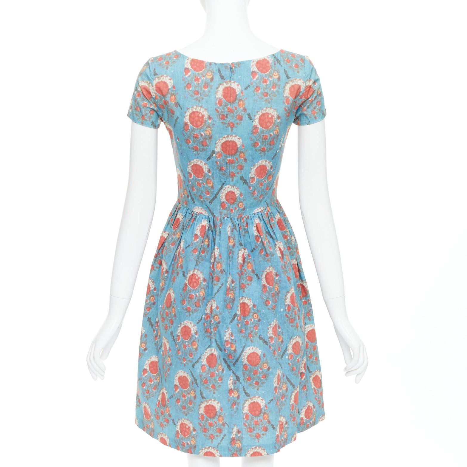 Oscar De La Renta OSCAR DE LA RENTA blue red vintage print cocktail dress US0 XS Taylor Swift Size XS / US 0-2 / IT 36-38 - 5 Thumbnail