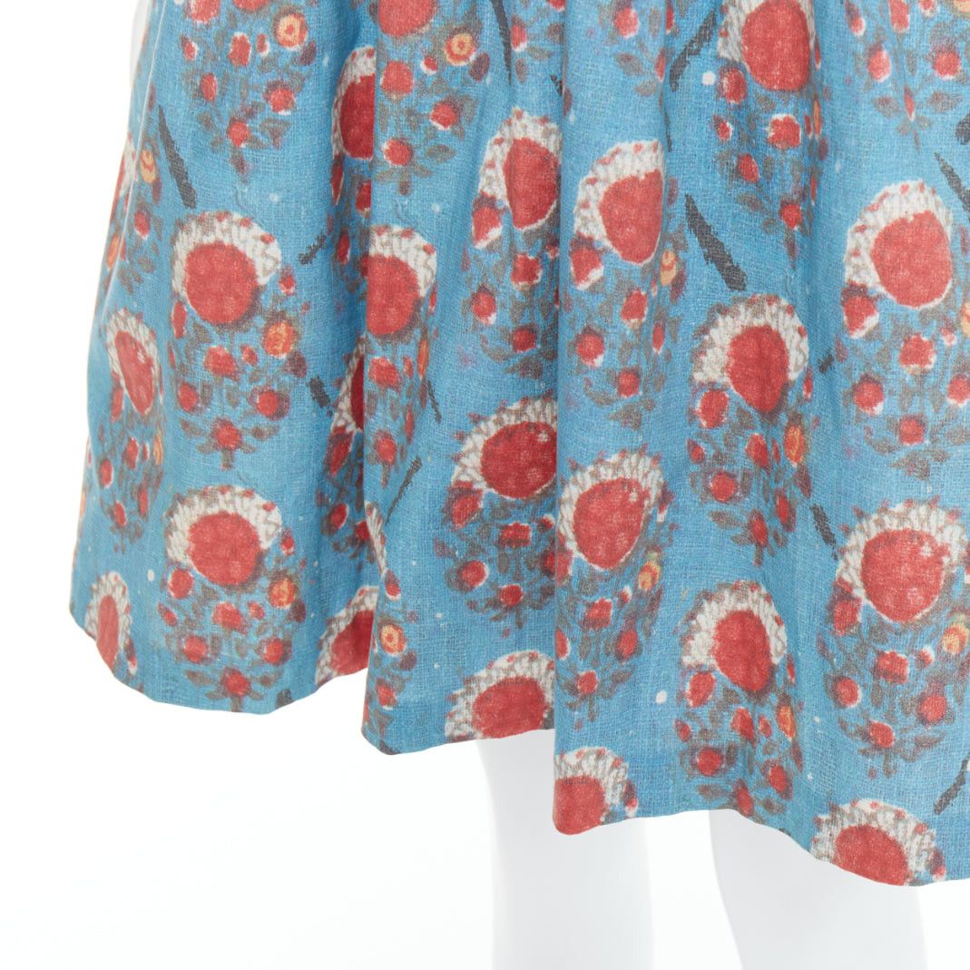 Oscar De La Renta OSCAR DE LA RENTA blue red vintage print cocktail dress US0 XS Taylor Swift Size XS / US 0-2 / IT 36-38 - 7 Thumbnail