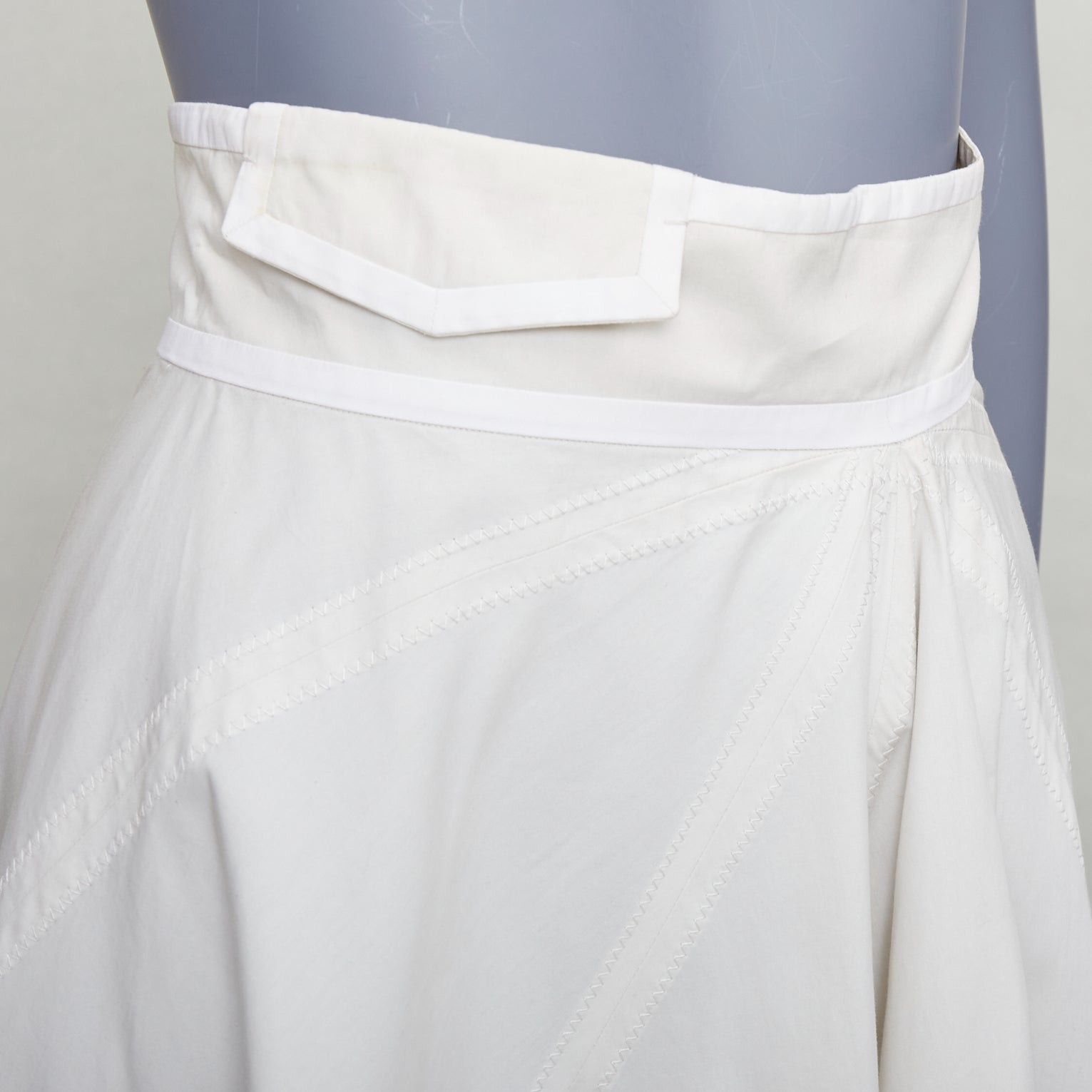 Bottega Veneta BOTTEGA VENETA light grey cotton diagonal zip Aline skirt IT36 XXS Size 25" / US 0 / IT 36 - 7 Thumbnail