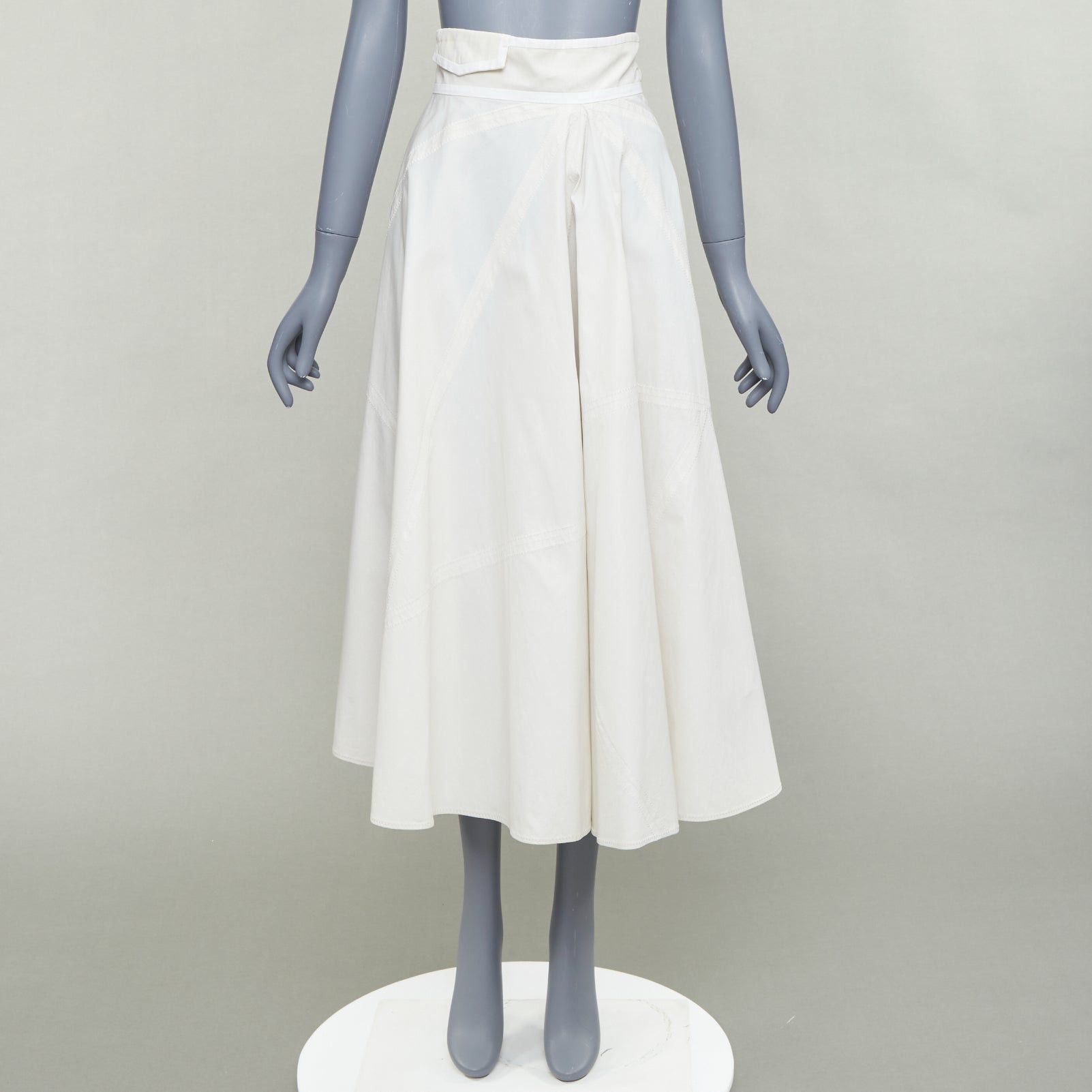 Bottega Veneta BOTTEGA VENETA light grey cotton diagonal zip Aline skirt IT36 XXS Size 25" / US 0 / IT 36 - 9 Thumbnail