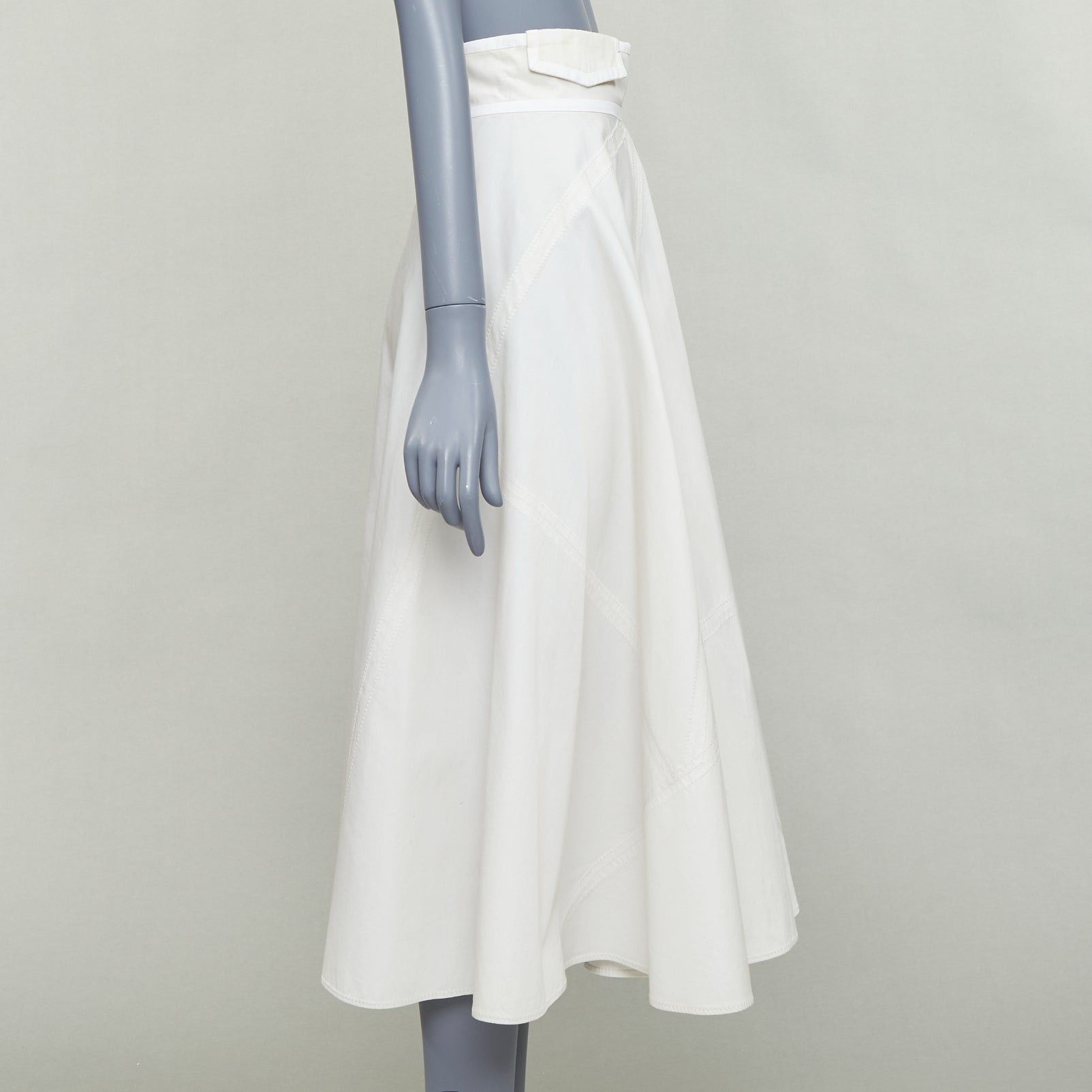 Bottega Veneta BOTTEGA VENETA light grey cotton diagonal zip Aline skirt IT36 XXS Size 25" / US 0 / IT 36 - 4 Thumbnail