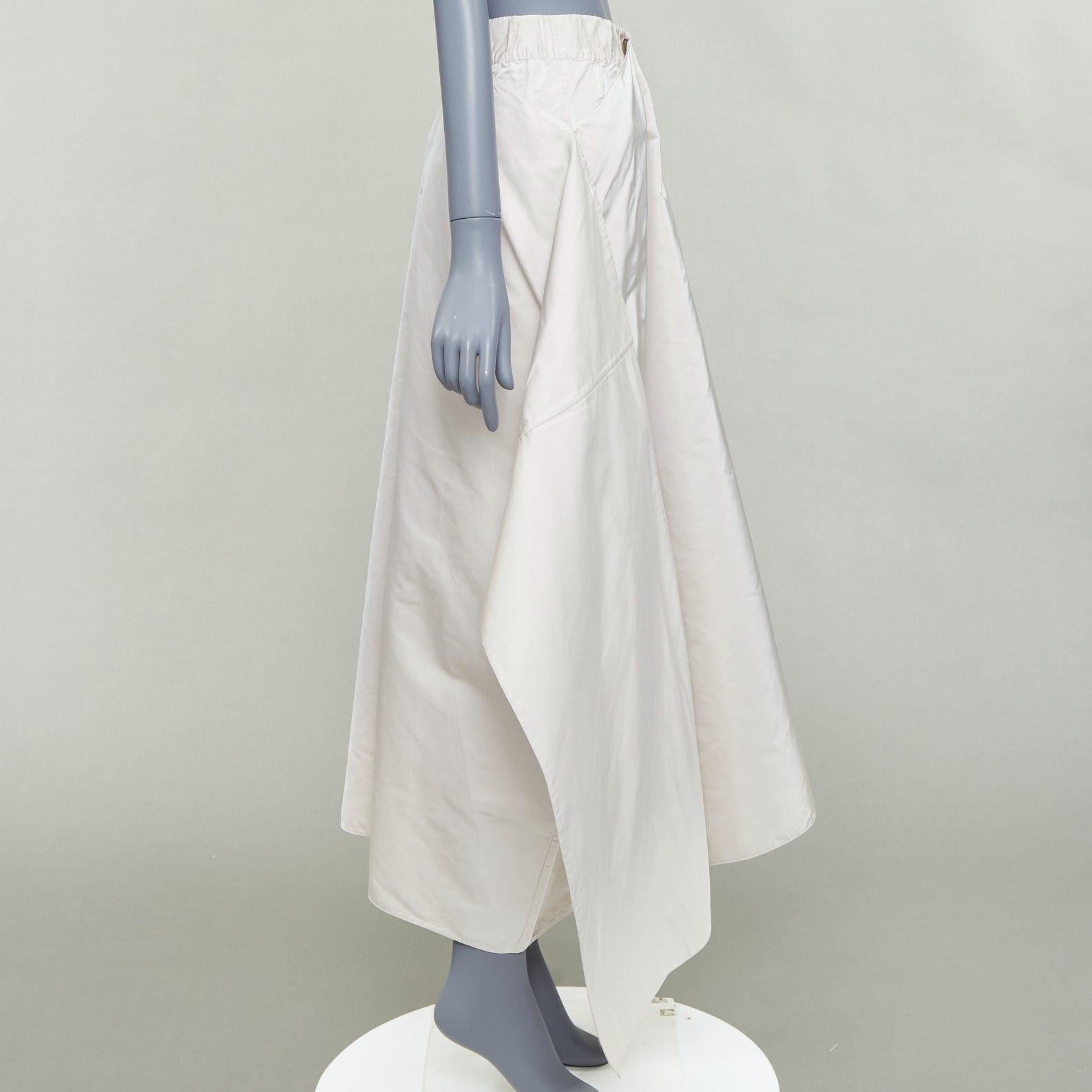 Jil Sander JIL SANDER light grey shiny taffeta 3D deconstructed A-line midi skirt FR34 XS Size 26" / US 2 / IT 38 - 4 Thumbnail