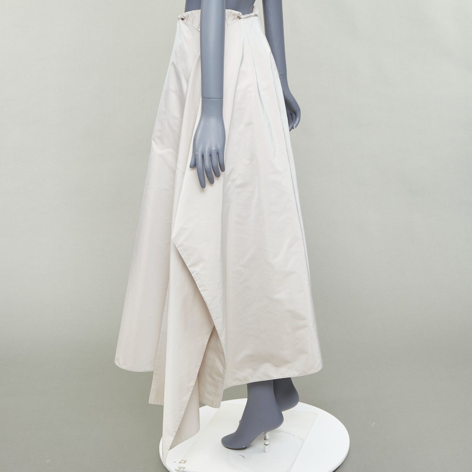 Jil Sander JIL SANDER light grey shiny taffeta 3D deconstructed A-line midi skirt FR34 XS Size 26" / US 2 / IT 38 - 6 Thumbnail