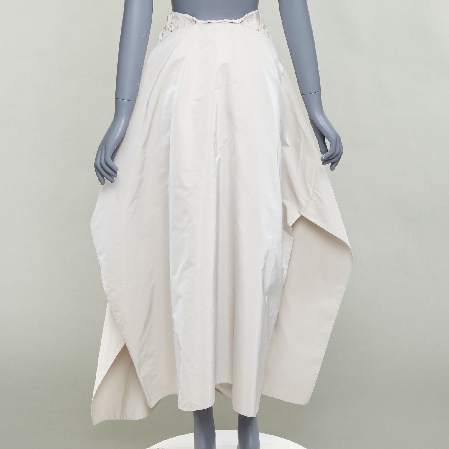 Jil Sander JIL SANDER light grey shiny taffeta 3D deconstructed A-line midi skirt FR34 XS Size 26" / US 2 / IT 38 - 5 Thumbnail