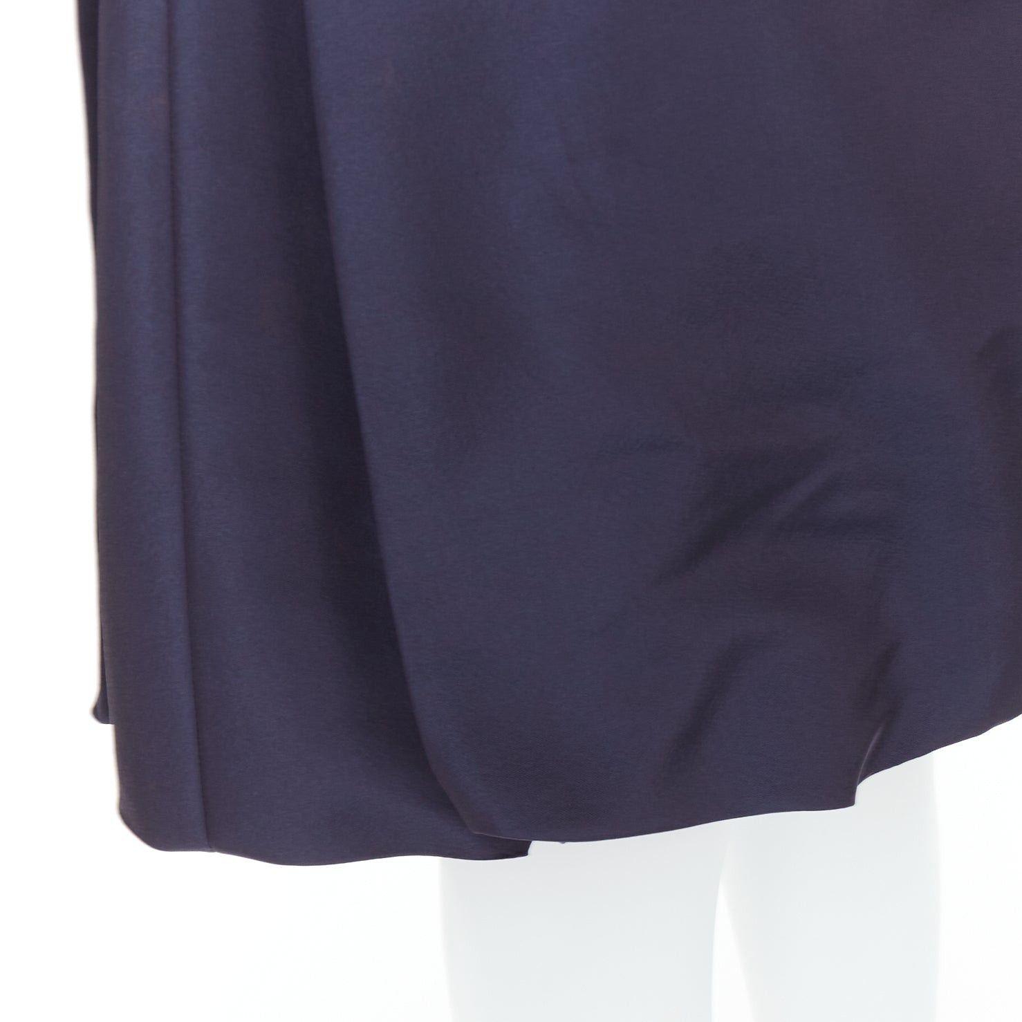 Oscar De La Renta OSCAR DE LA RENTA 2007 navy 100% silk side pleat bubble skirt US0 XS Size 26" / US 2 / IT 38 - 2 Thumbnail