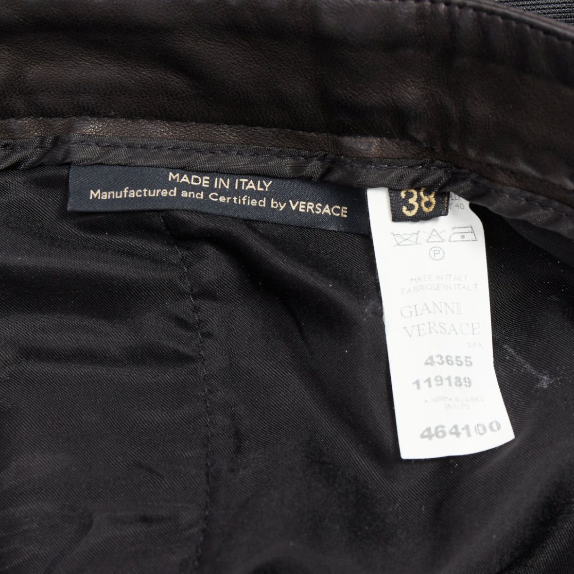 Versace VERSACE black cotton blend lace leather trim waist tapered trousers IT38 XS Size 26" / US 2 / IT 38 - 8 Thumbnail