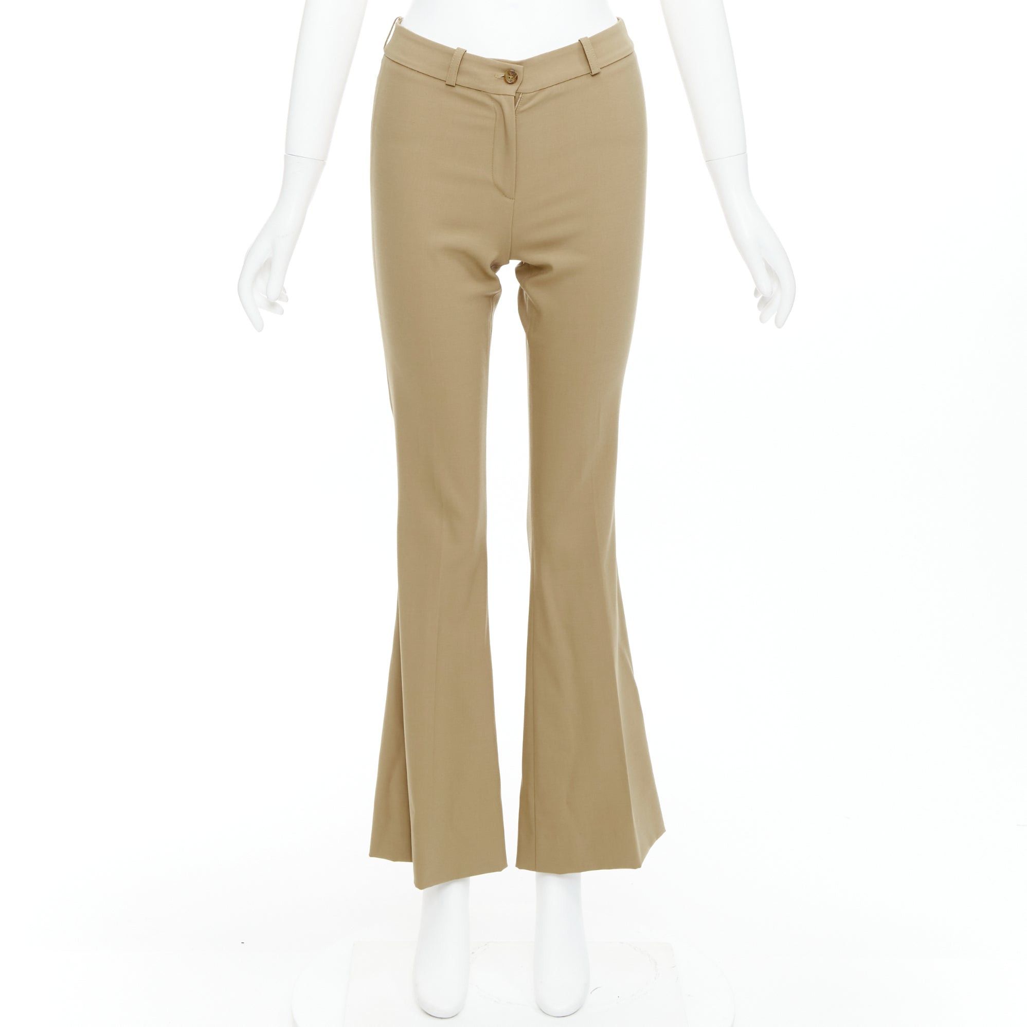 Michael Kors MICHAEL KORS Collection khaki wool blend flared pants US0 XS Size 26" / US 2 / IT 38 - 9 Thumbnail