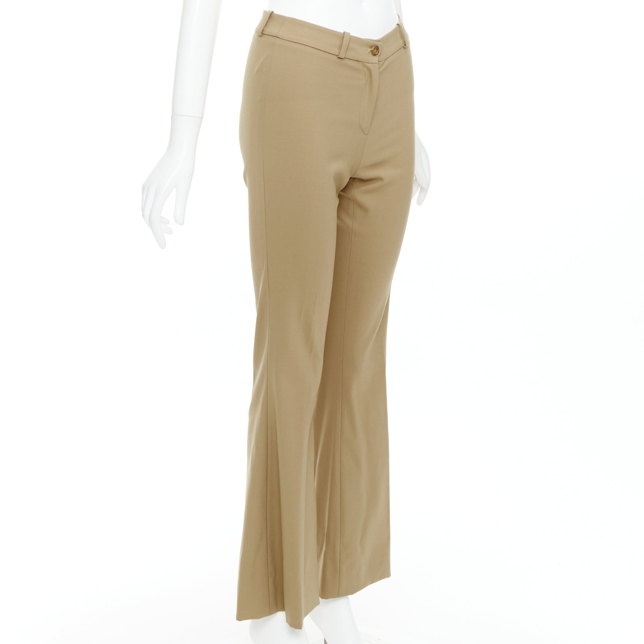 Michael Kors MICHAEL KORS Collection khaki wool blend flared pants US0 XS Size 26" / US 2 / IT 38 - 3 Thumbnail