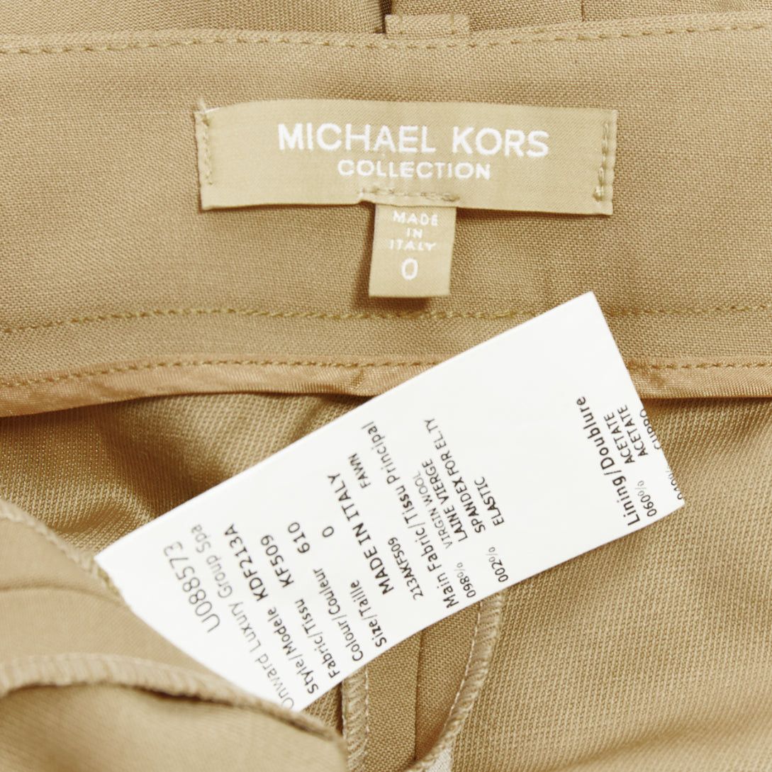Michael Kors MICHAEL KORS Collection khaki wool blend flared pants US0 XS Size 26" / US 2 / IT 38 - 8 Thumbnail