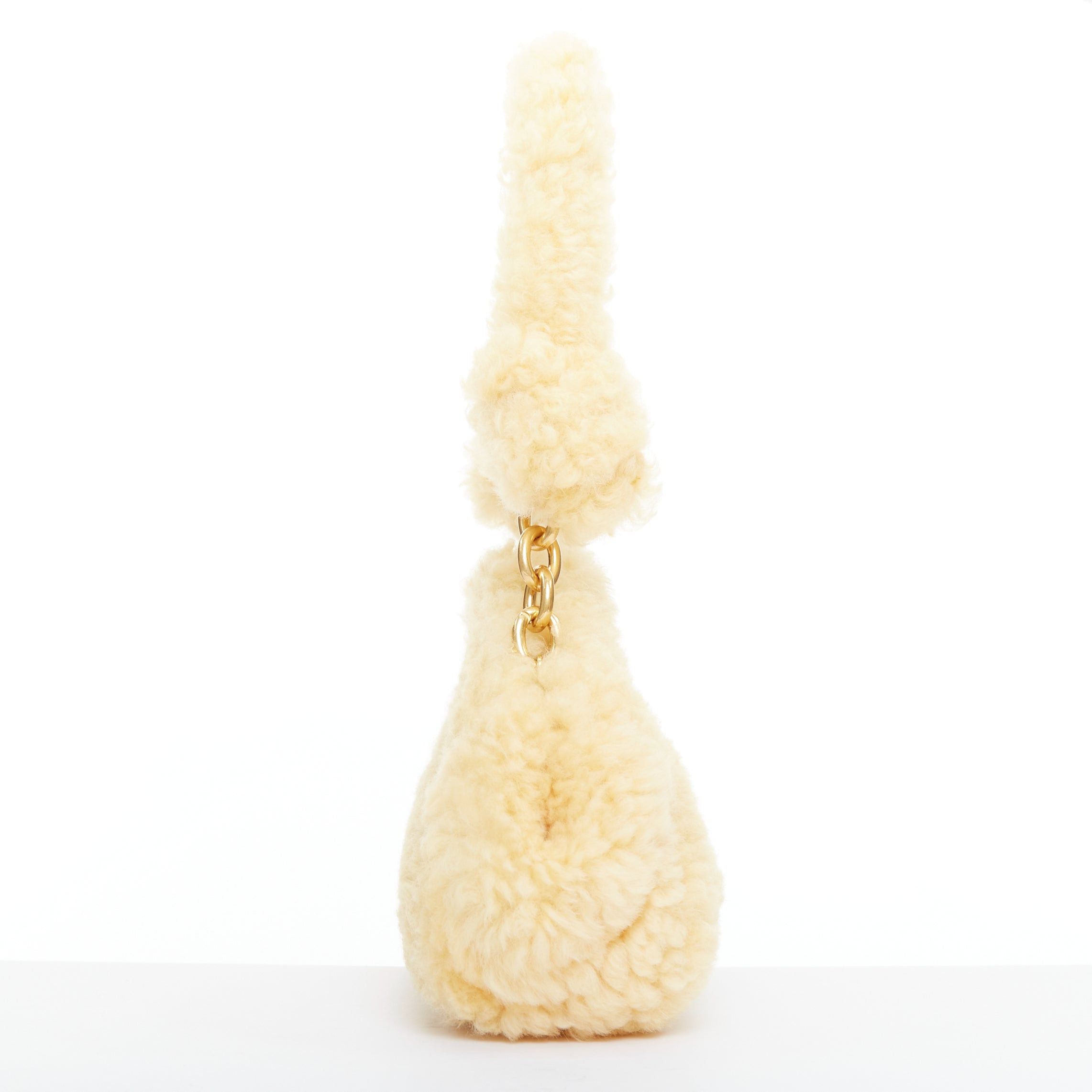 Bottega Veneta BOTTEGA VENETA Sherpa Teddy Gold yellow shearling fur chain underarm shoulder bag Size ONE SIZE - 4 Thumbnail