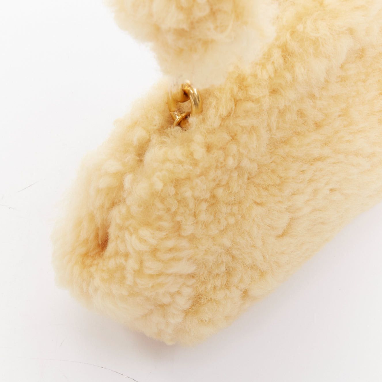 Bottega Veneta BOTTEGA VENETA Sherpa Teddy Gold yellow shearling fur chain underarm shoulder bag Size ONE SIZE - 8 Thumbnail
