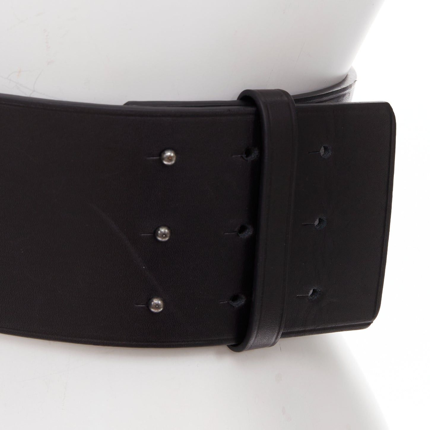 Lanvin LANVIN black calfskin leather crystal embellished panelled statement waist belt S Size ONE SIZE - 7 Thumbnail