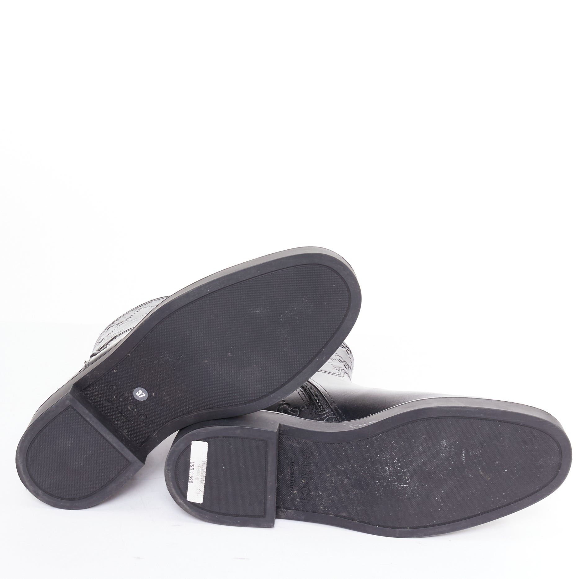 Gucci GUCCI Slim Horsebit black silver GG monogram embossed ankle boots EU37 Size US 7 / IT 37 - 11 Thumbnail
