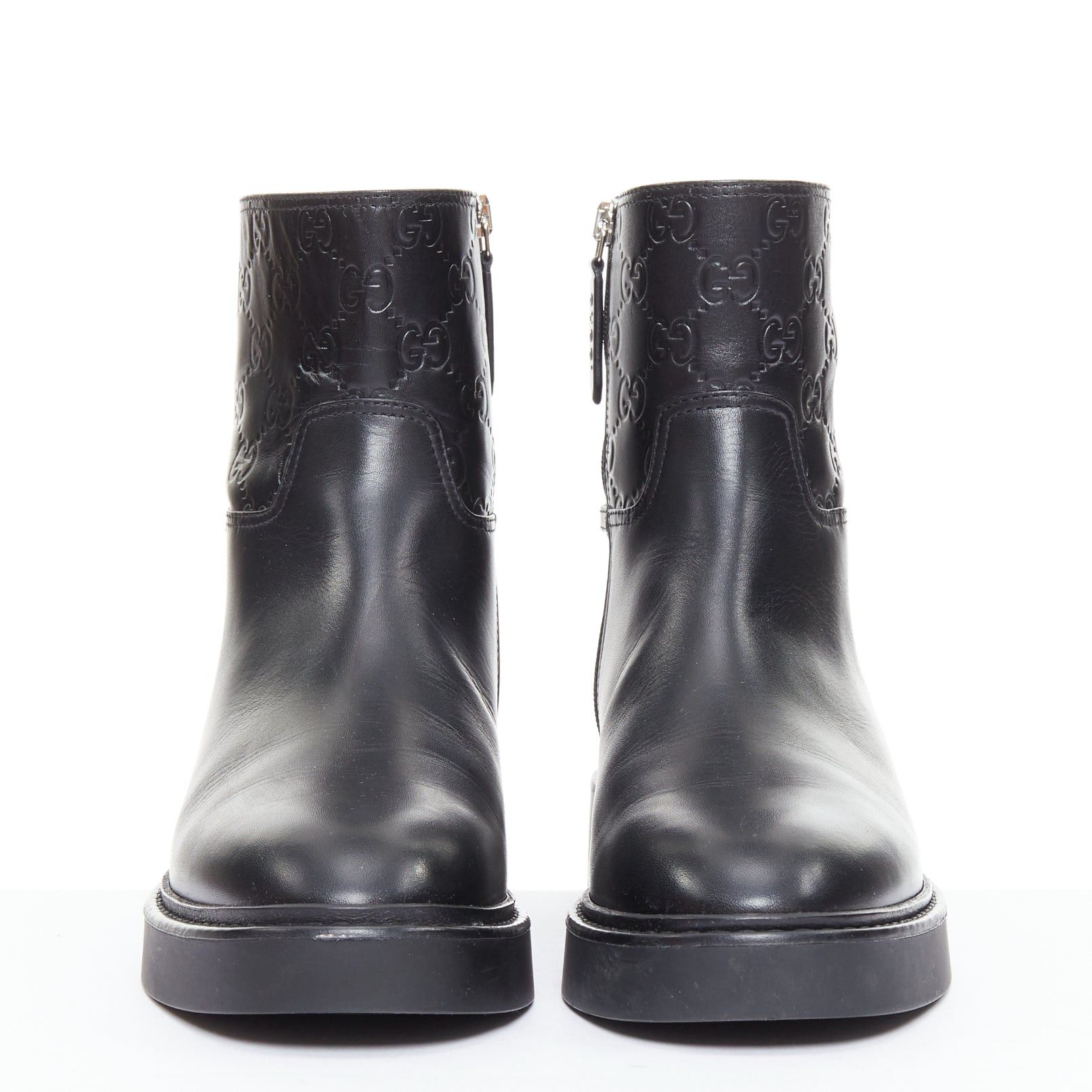 Gucci GUCCI Slim Horsebit black silver GG monogram embossed ankle boots EU37 Size US 7 / IT 37 - 3 Thumbnail