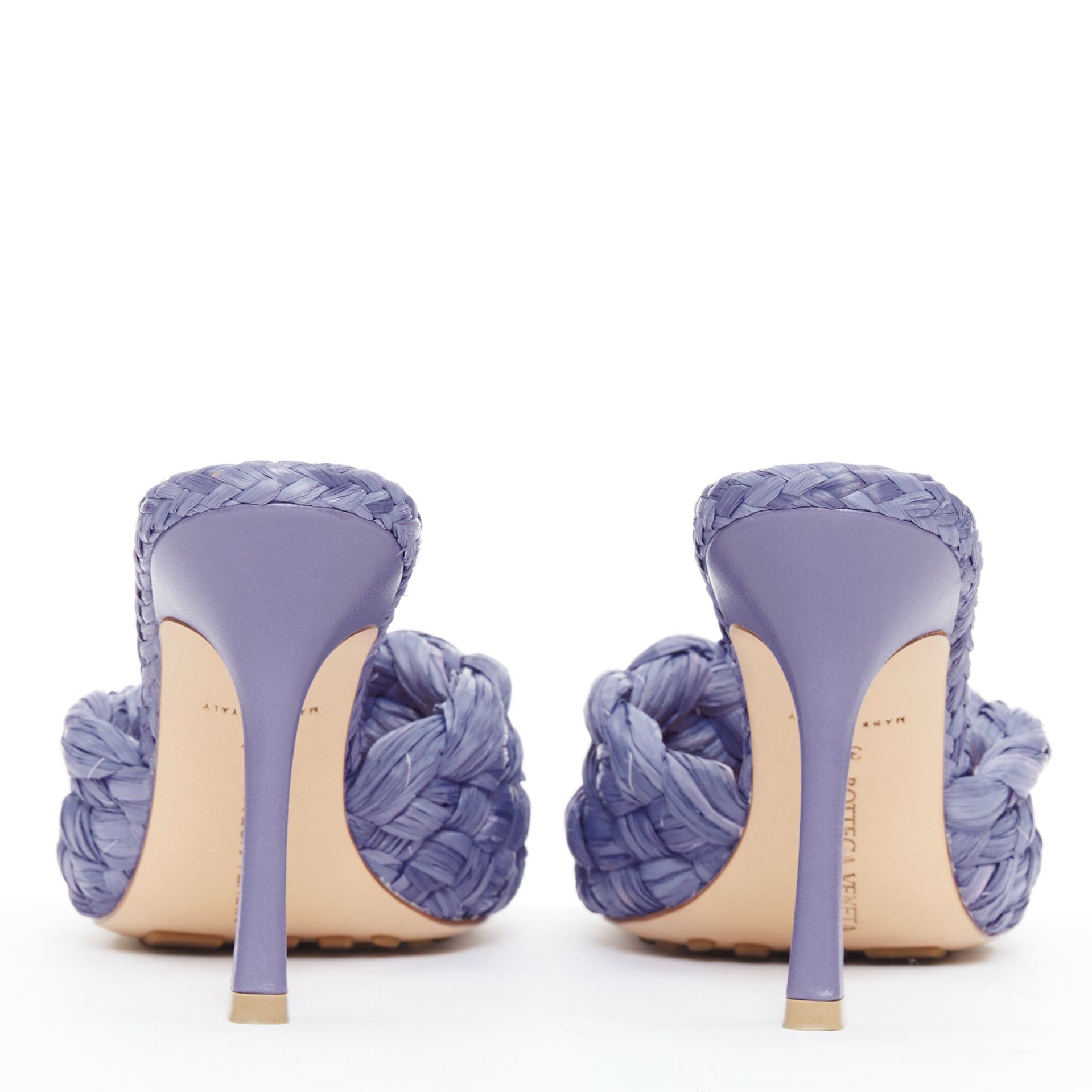 Bottega Veneta BOTTEGA VENETA Stretch purple woven raffia wicker heel mule sandal EU37 Size US 7 / IT 37 - 5 Thumbnail
