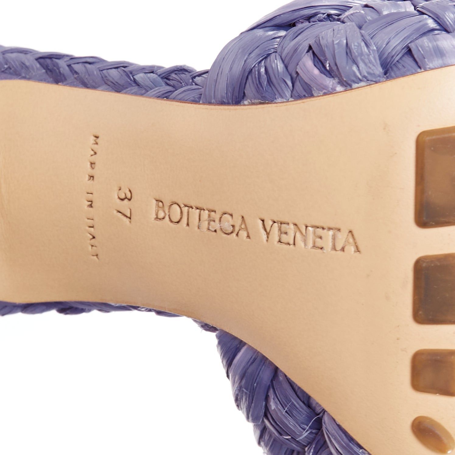 Bottega Veneta BOTTEGA VENETA Stretch purple woven raffia wicker heel mule sandal EU37 Size US 7 / IT 37 - 10 Thumbnail